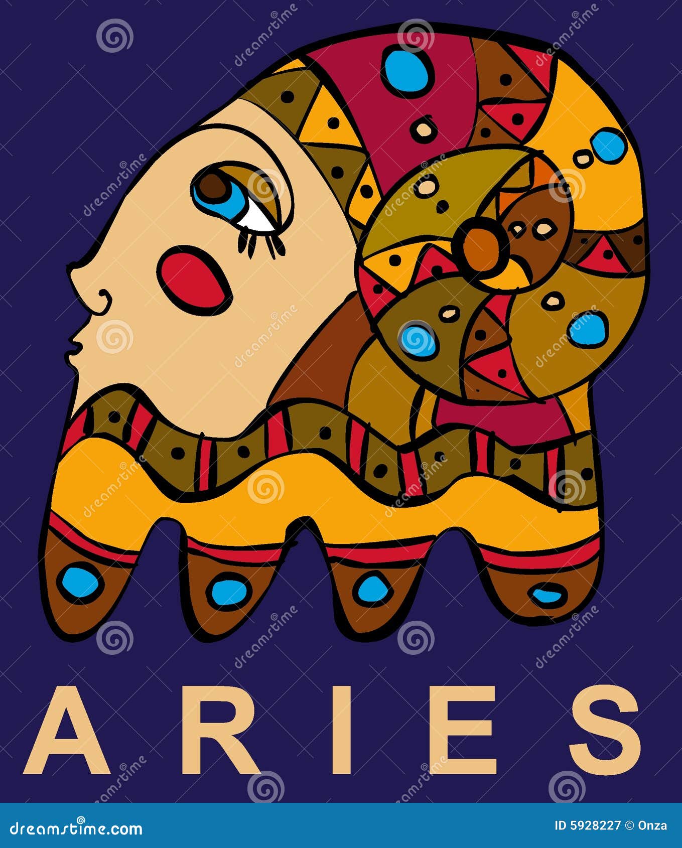 Aries de la muestra del zodiaco. Ilustración del vector