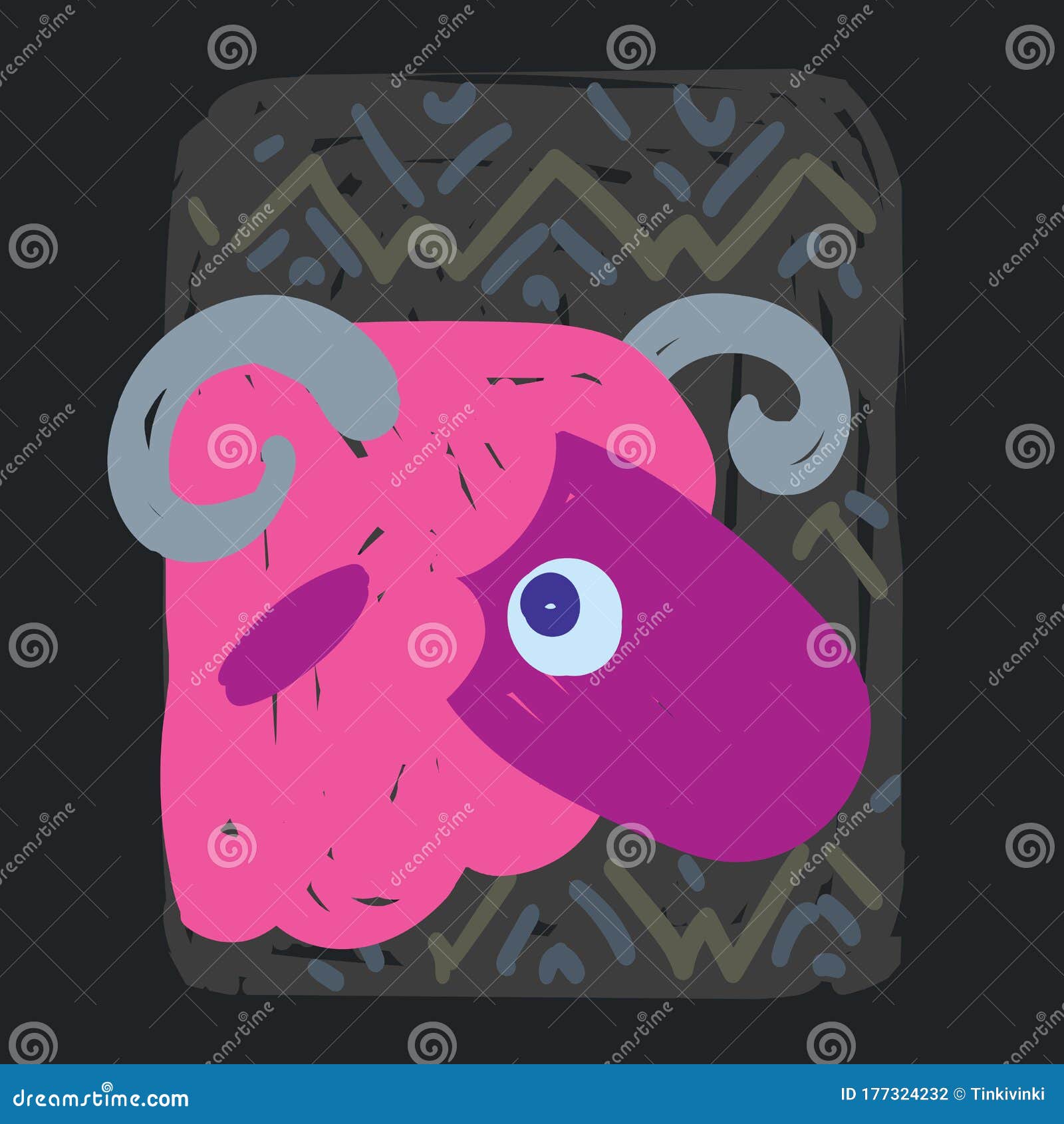 Aries. Funny zodiac sign stock vector. Illustration of colorful - 177324232