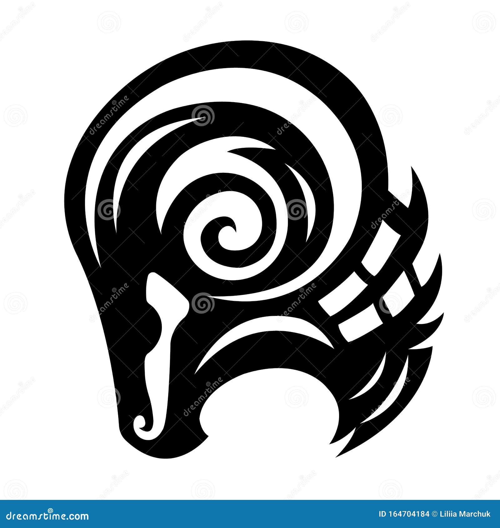Aries Graphic Icon. Zodiac Sign. Ram Head Painted in Black Color Sign ...