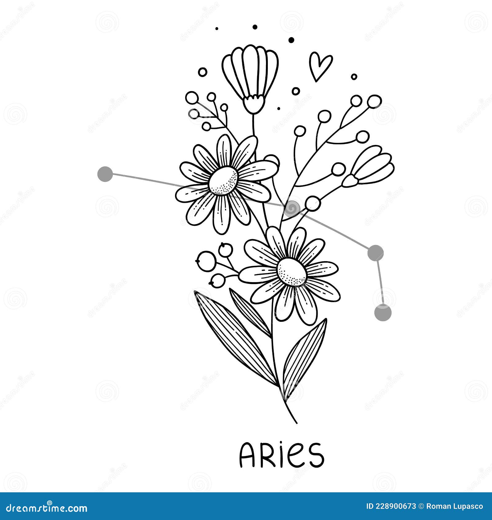 Aries Horoscope Flower Icon Outline Vector. Zodiac Sign Astrology Stock ...
