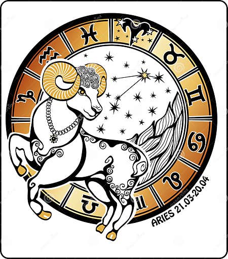 Aries and the Zodiac Sign. Horoscope Circle. Vector Stock Vector ...