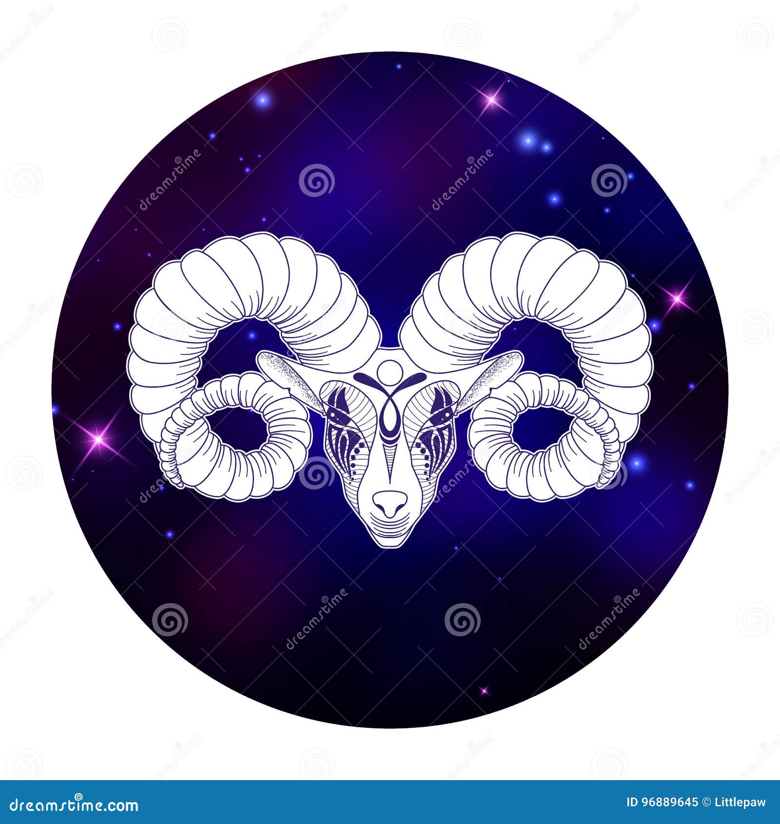 Aries Zodiac Sign, Horoscope Symbol, Vector Illustration Stock Vector ...