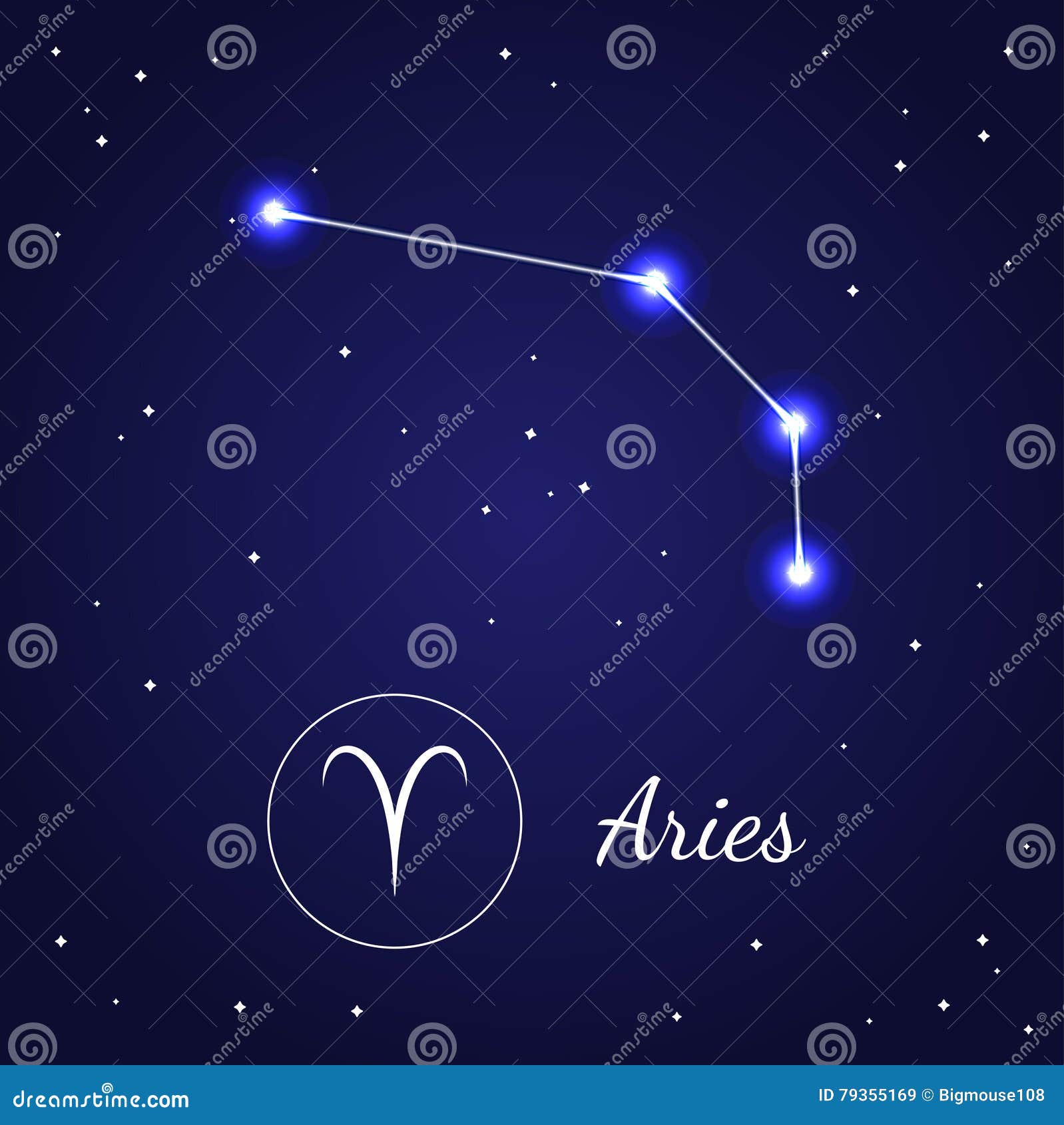 Aries Zodiac Sign Stars on the Cosmic Sky. Vector Stock Vector ...