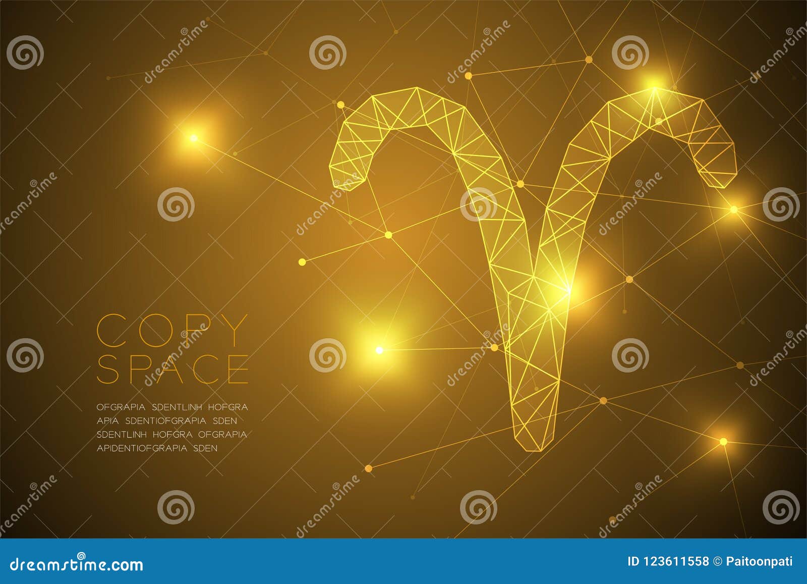Aries Zodiac Sign Wireframe Polygon Frame Structure, Fortune Teller