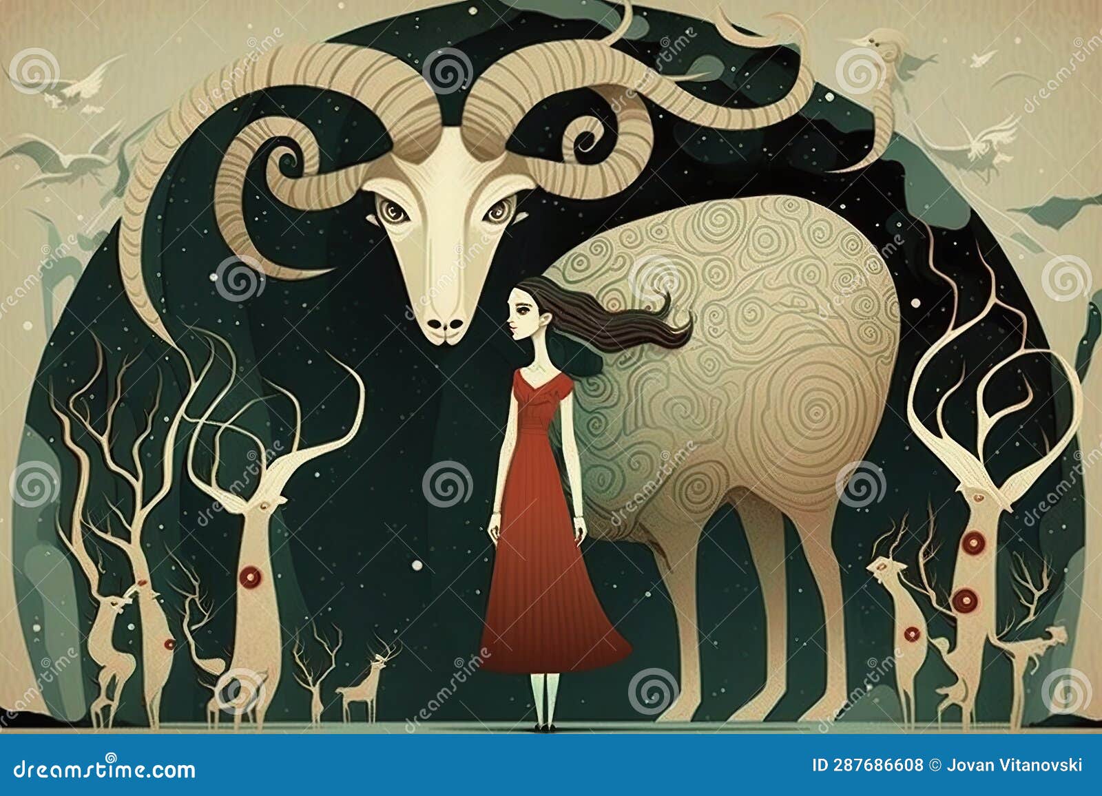 Aries zodiac sign woman. stock illustration. Illustration of fantasy ...