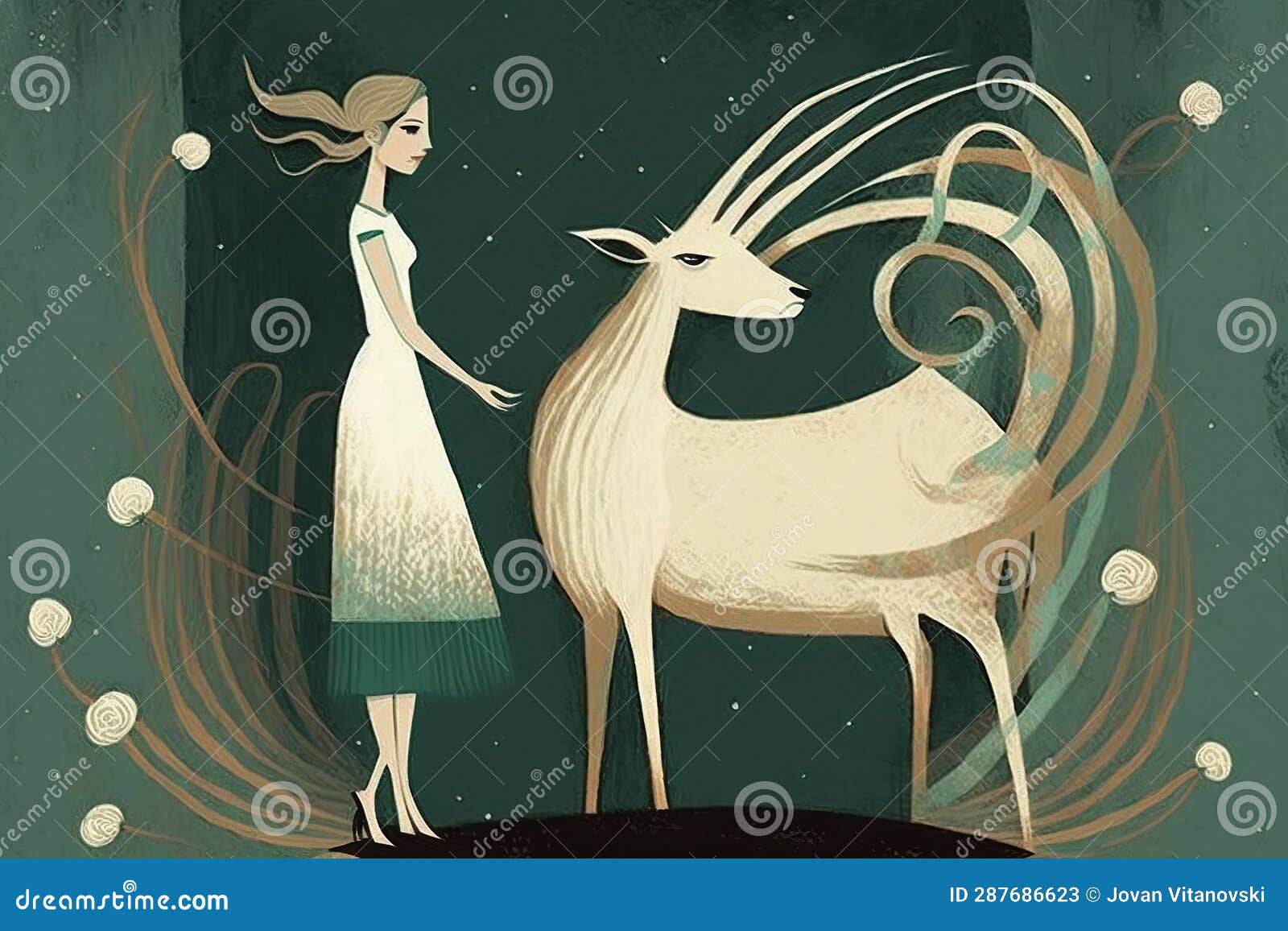 Aries zodiac sign woman. stock illustration. Illustration of cute ...