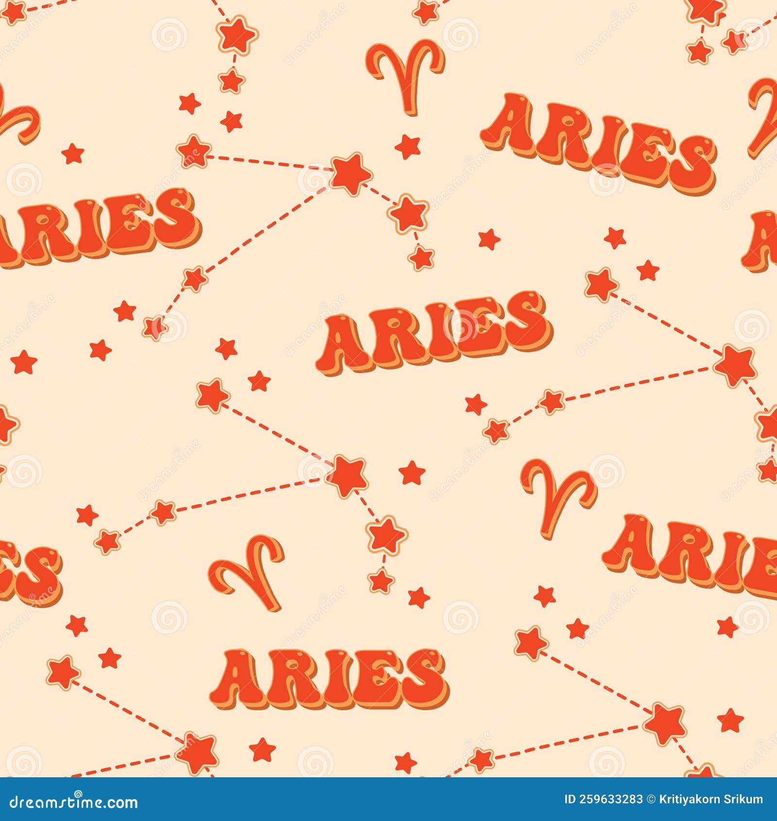 Aries Zodiac Star Seamless Pattern. Aries Sign Symbol Stars Vector ...