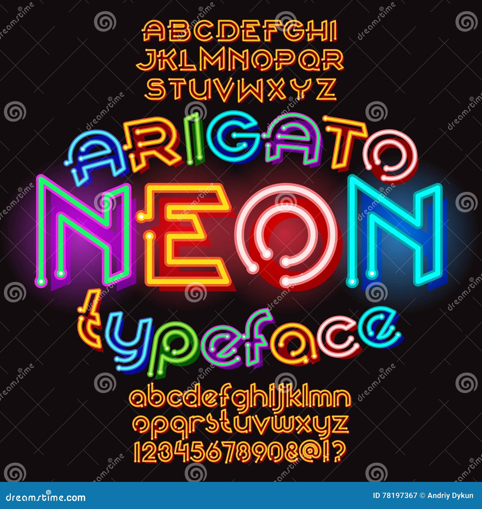 arigato color neon typeface