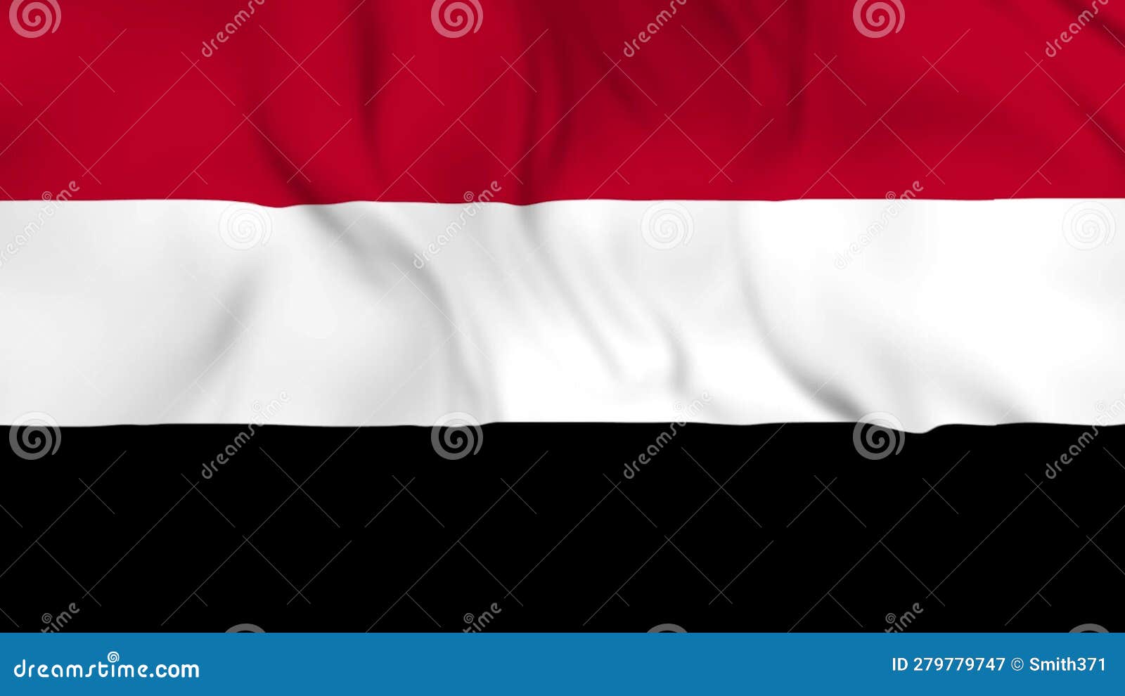 Arising Map of Yemen and Waving Flag of Yemen in Background. Stock