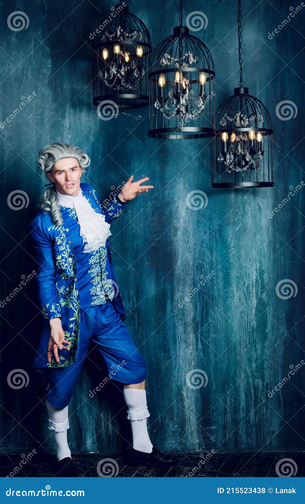 An Aristocrat Wearing a Wig Stock Photo Image of blue, eighteenth