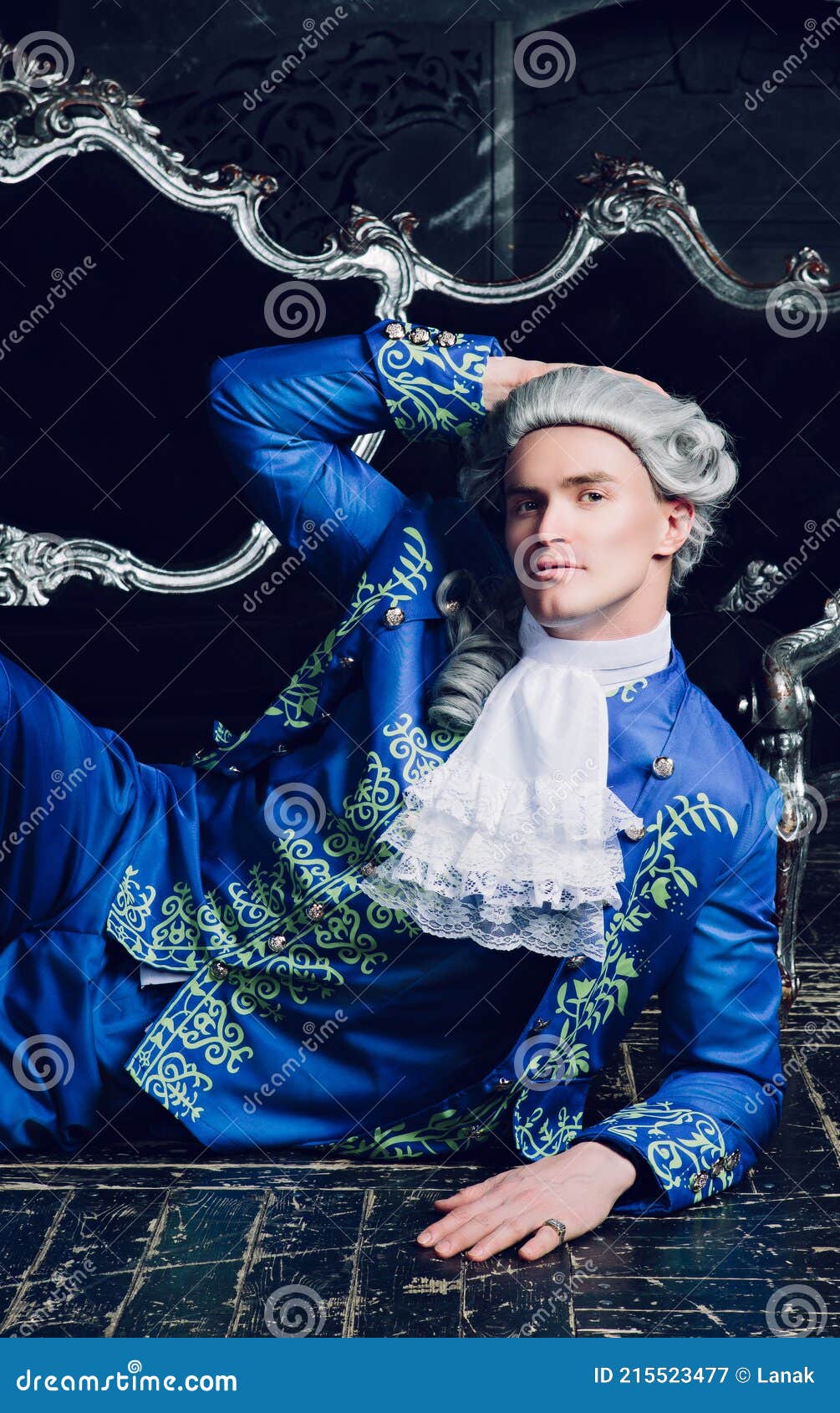 Aristocrat wearing a wig stock image. Image of blue 215523477