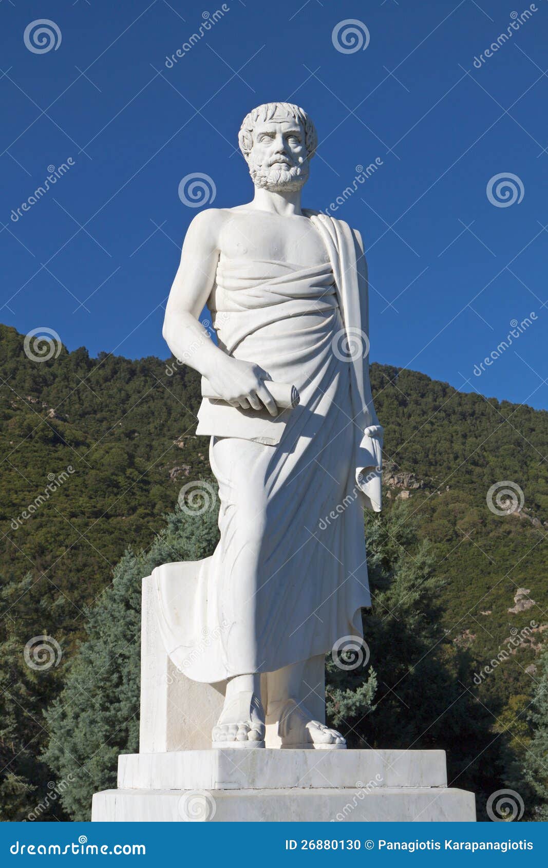 aristotle statue at stageira of greece