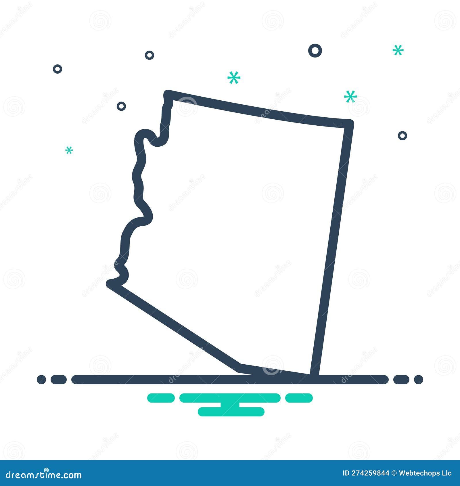 Mix Icon for Arizona, Map and Continent Stock Illustration