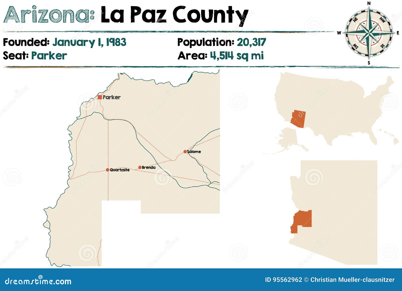 Arizona La Paz County stock vector. Illustration of city 95562962