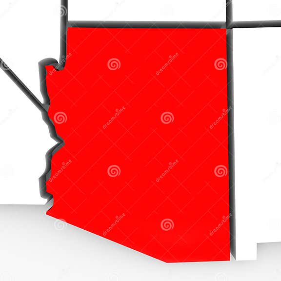 Arizona Red Abstract 3D State Map United States America Stock Illustration Illustration of
