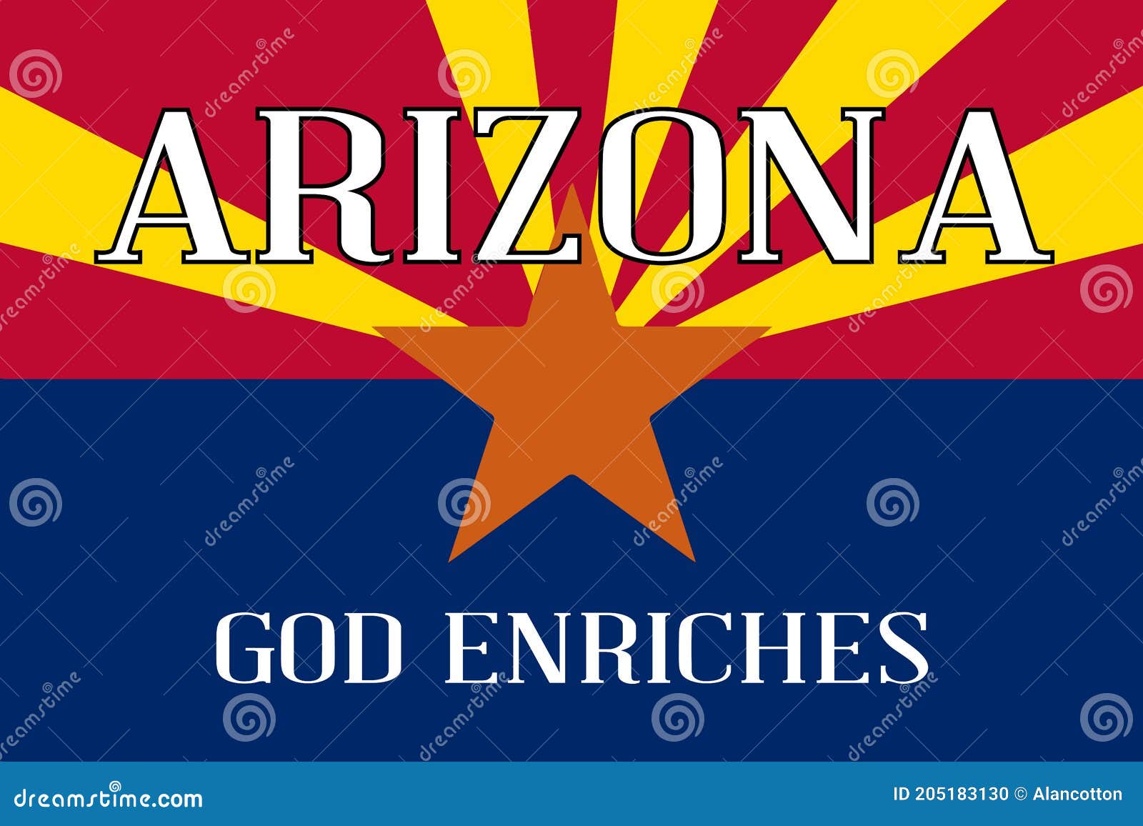 Arizona-Staatsmottoflagge stock abbildung. Illustration von graphik ...