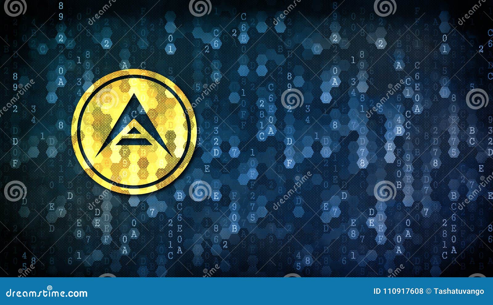 Ark - Coin Pictogram On Pixelated Background. Stock ...