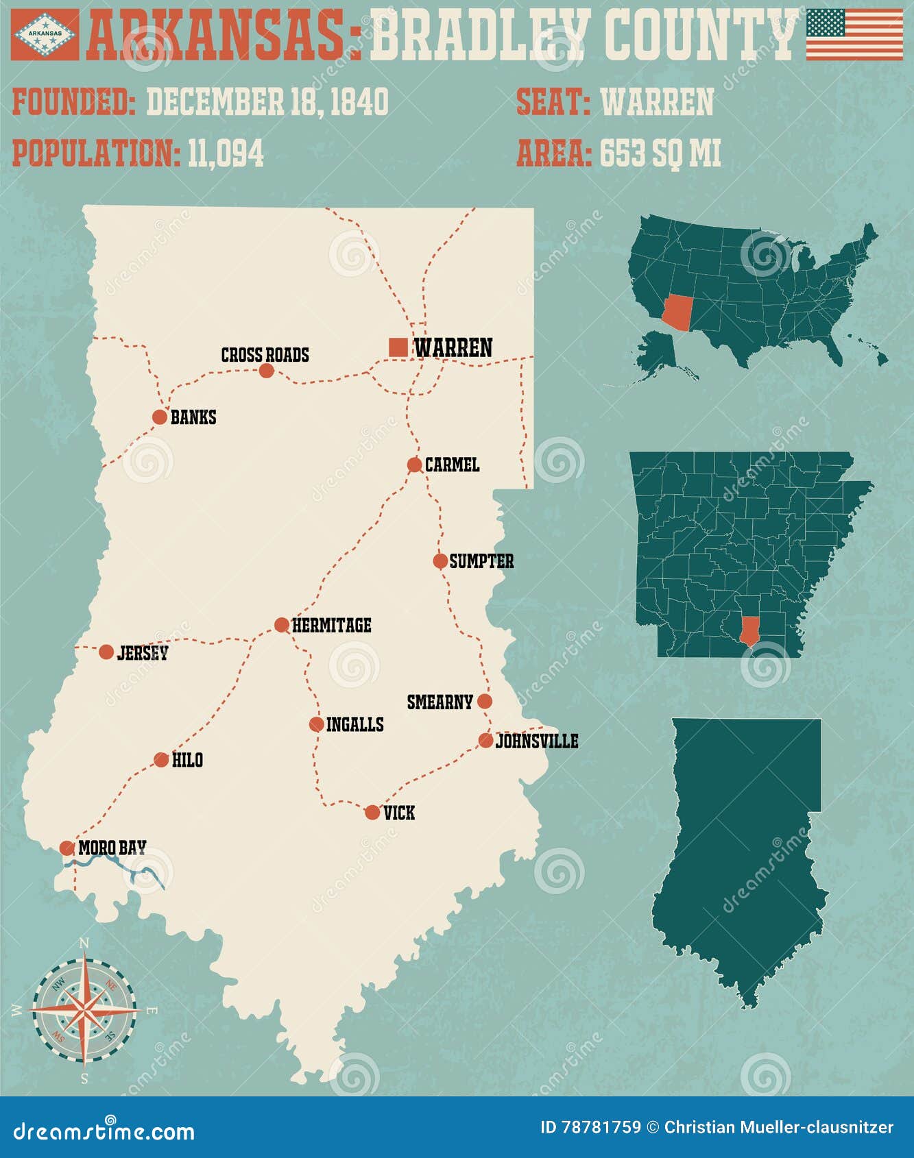 Arkansas Bradley County stock vector. Illustration of brown 78781759