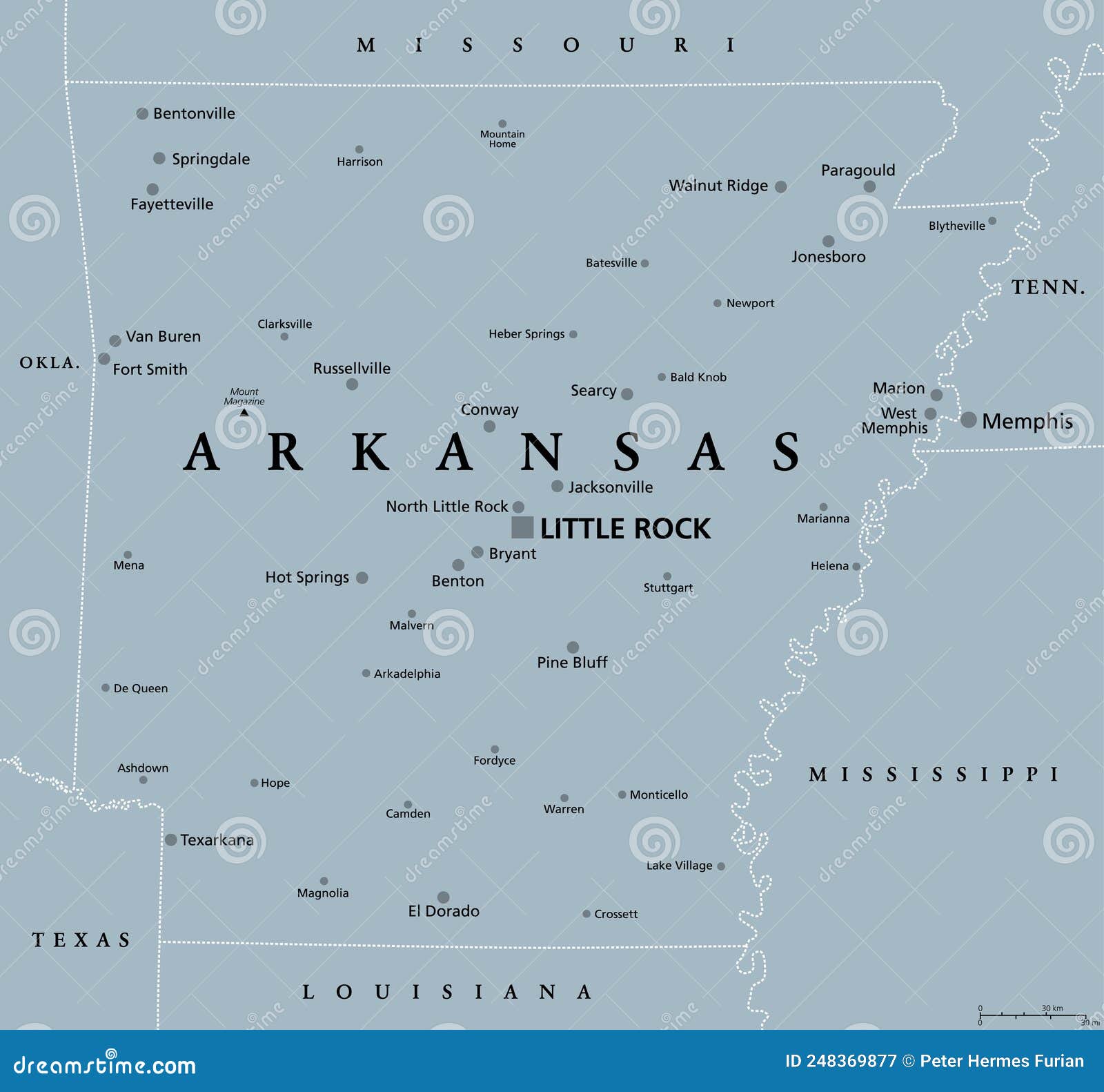 Arkansas, AR, Political Map, US State, Nicknamed the Natural State ...