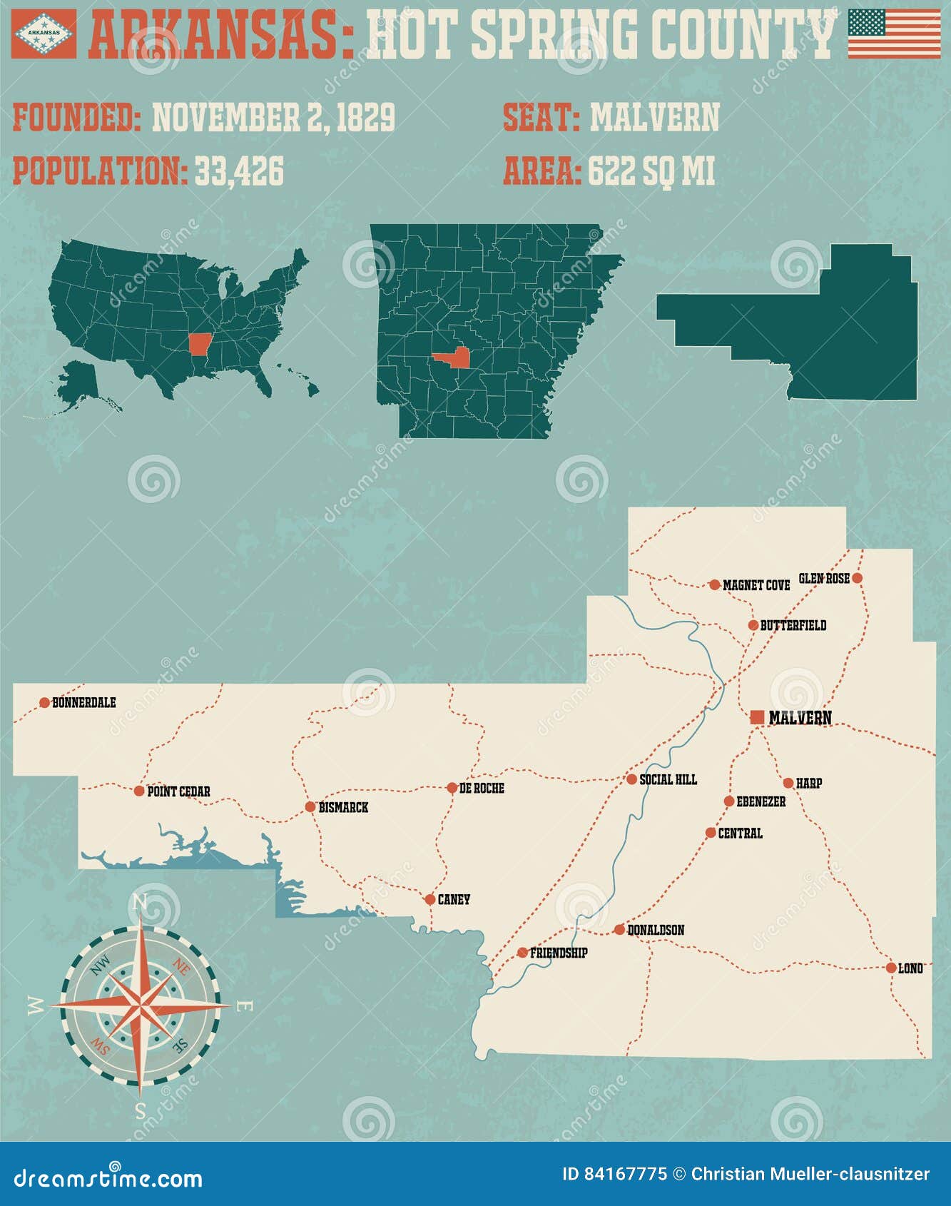 Arkansas Hot Spring County Stock Vector Illustration of roads, wind