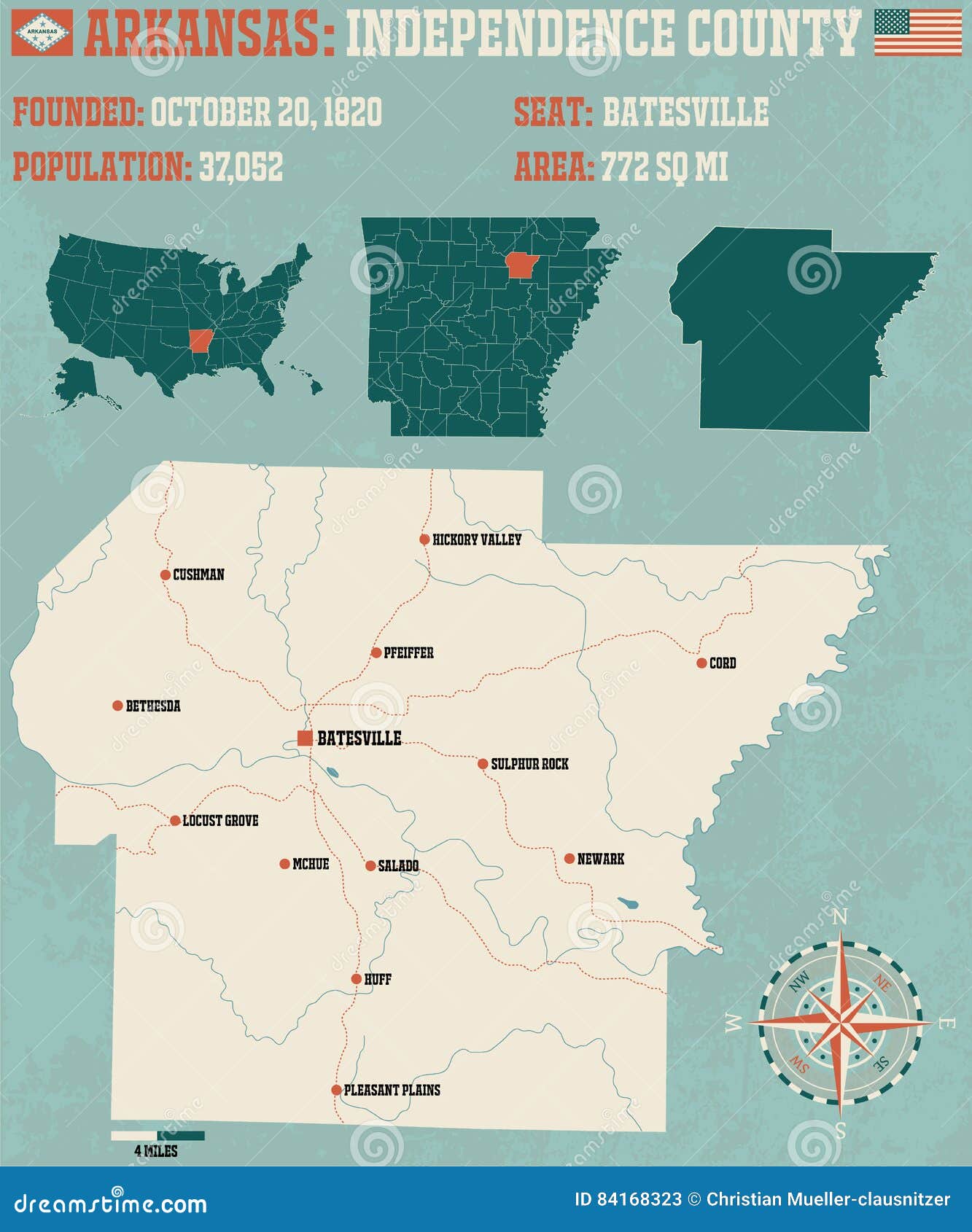 Arkansas Independence County Stock Vector Illustration of rose, roads 84168323