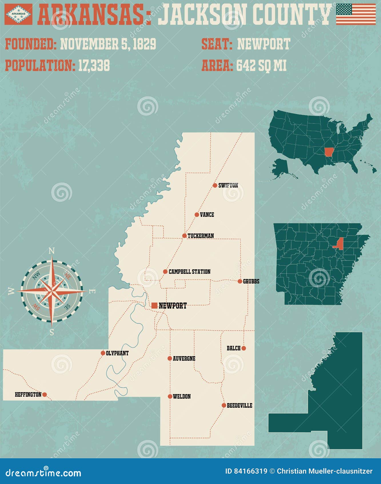 Arkansas Jackson County stock vector. Illustration of cities 84166319