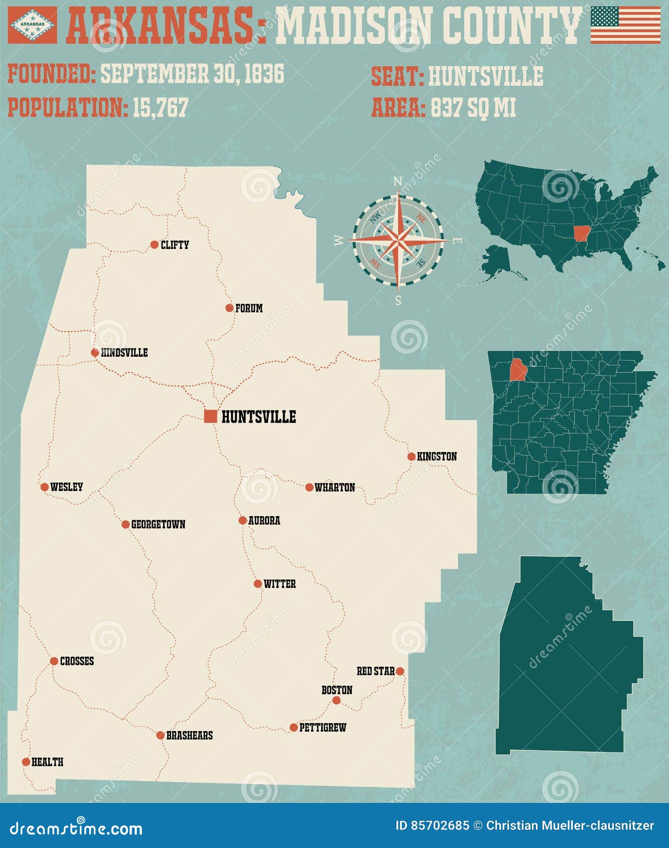 Arkansas Madison County stock vector. Illustration of blue 85702685