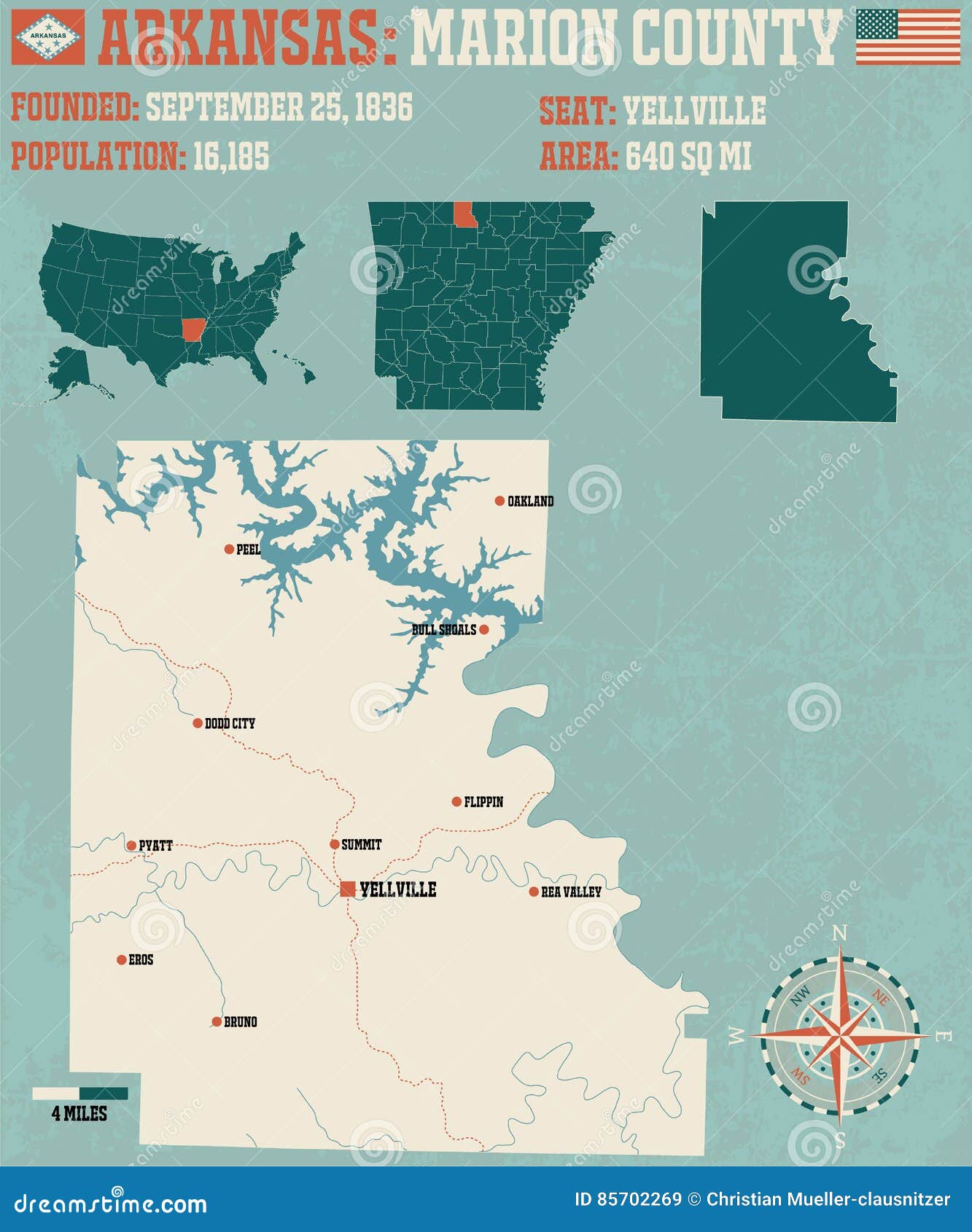 Arkansas Marion County stock vector. Illustration of lakes 85702269