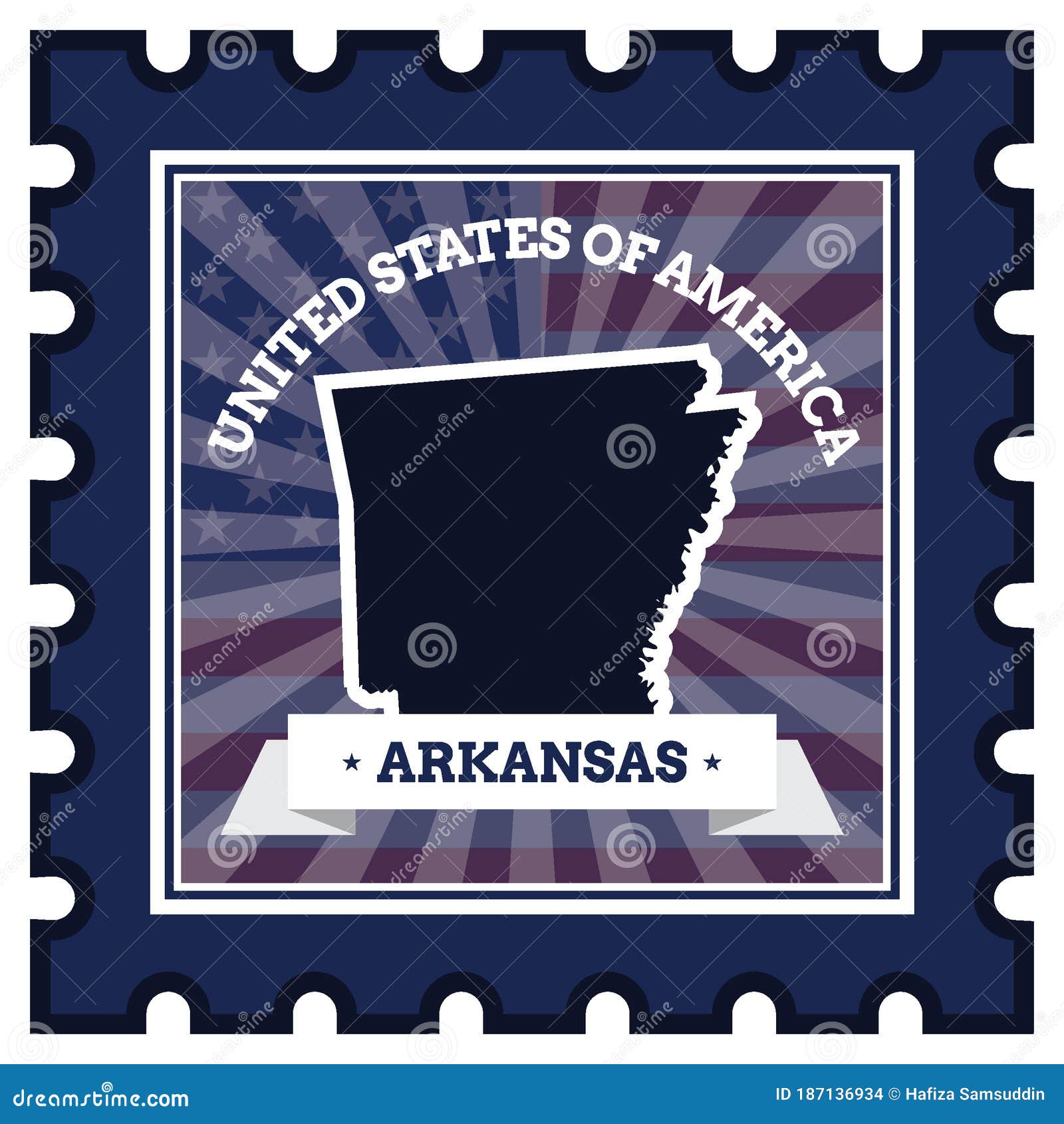 Arkansas Postage Stamp. Vector Illustration Decorative Design Stock