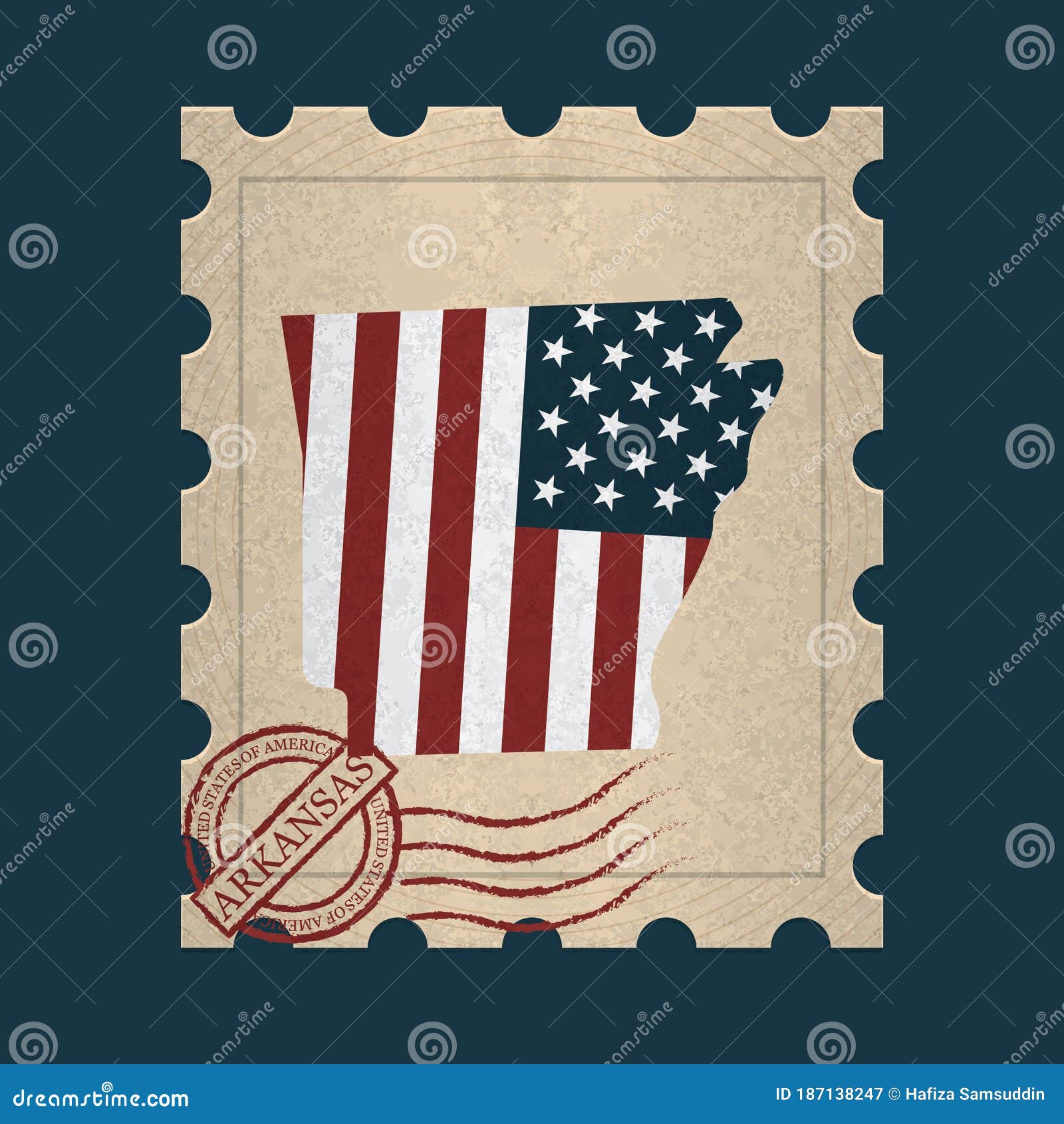 Arkansas Postage Stamp. Vector Illustration Decorative Design Stock