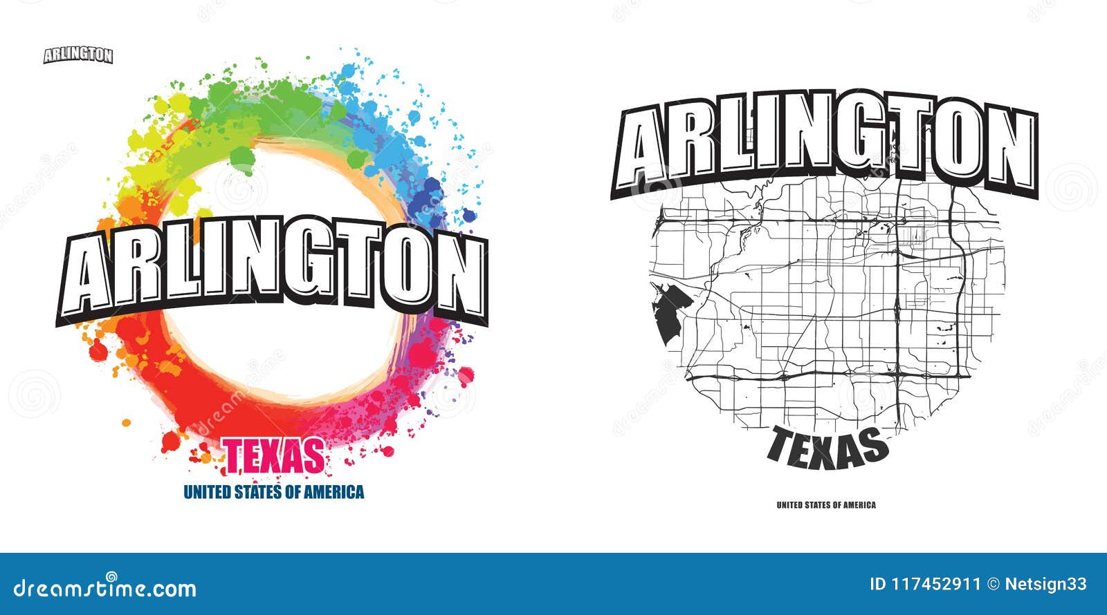 arlington, texas, two logo artworks