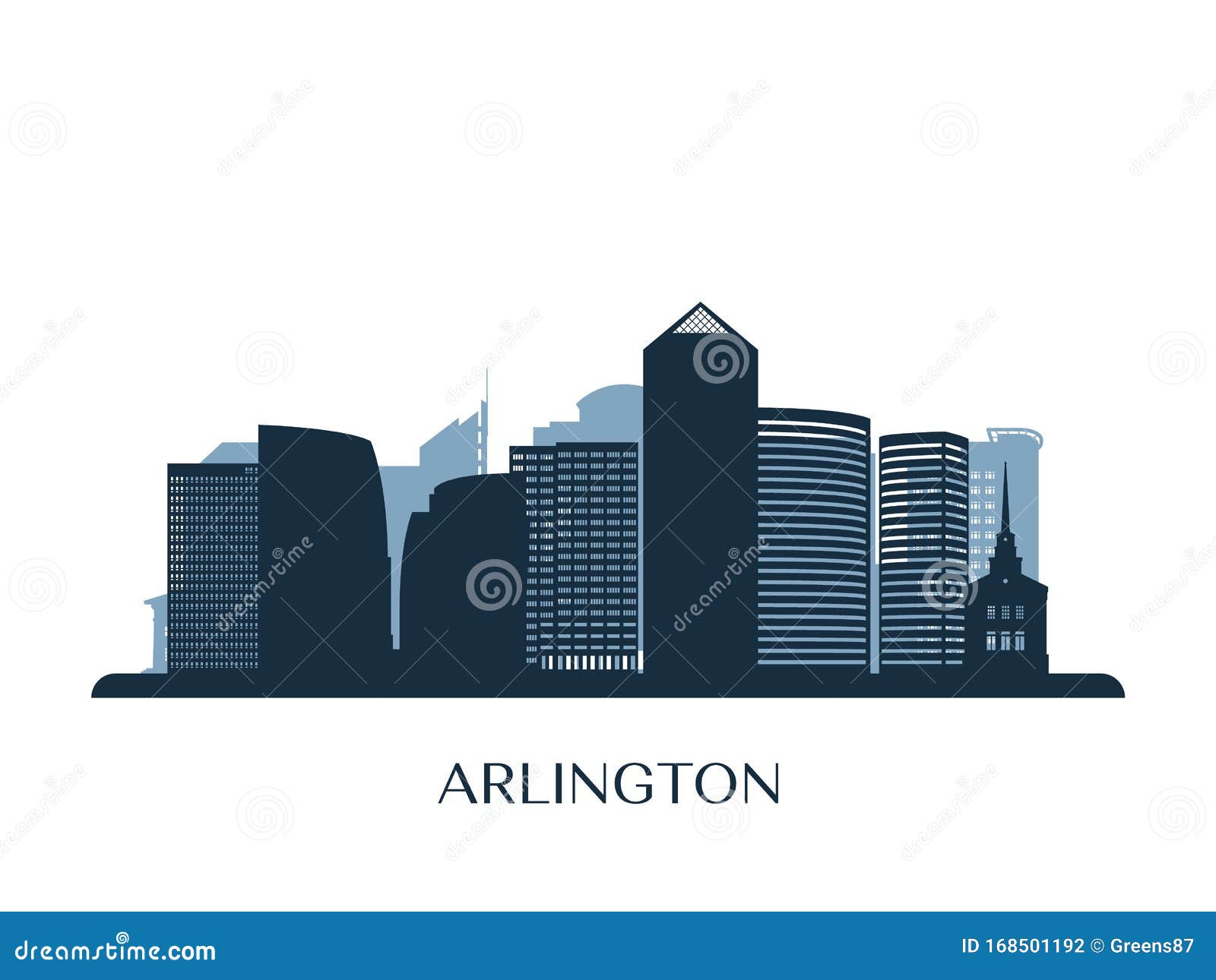 arlington, virginia skyline, monochrome silhouette.