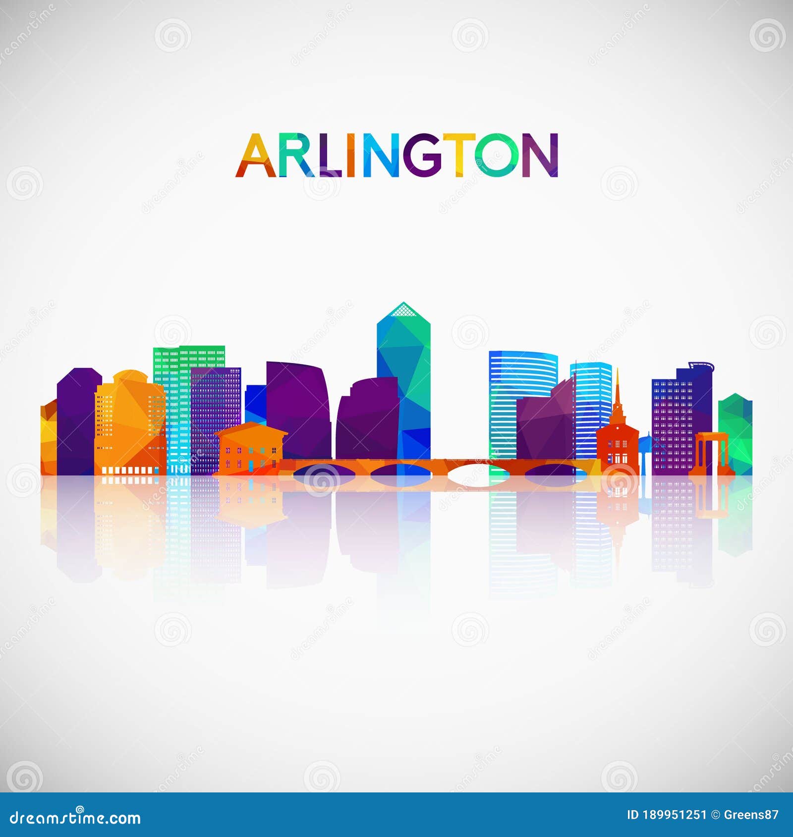 arlington, virginia skyline silhouette in colorful geometric style.