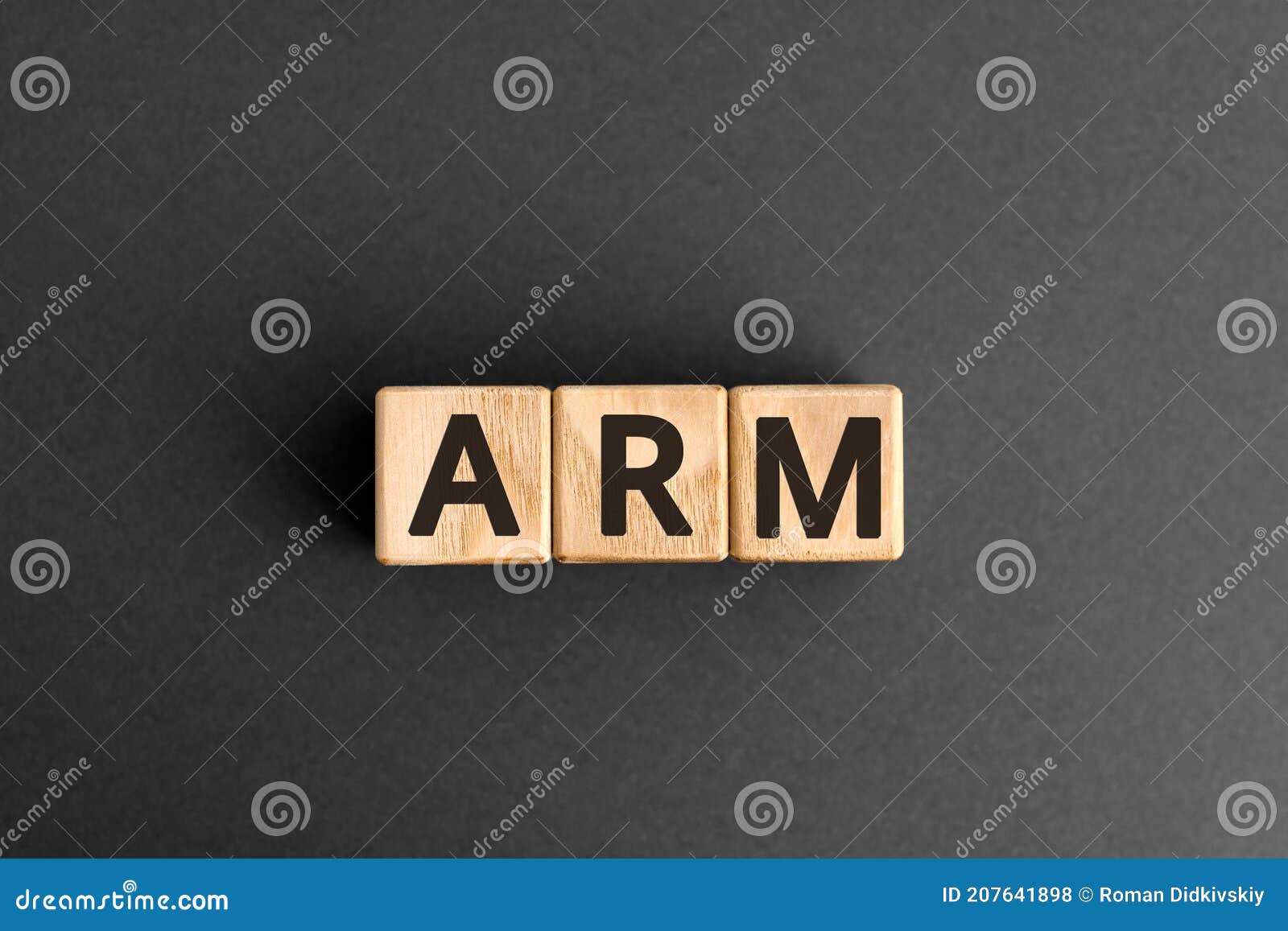 ARM Acronym from Wooden Blocks with Letters Stock Photo Image of