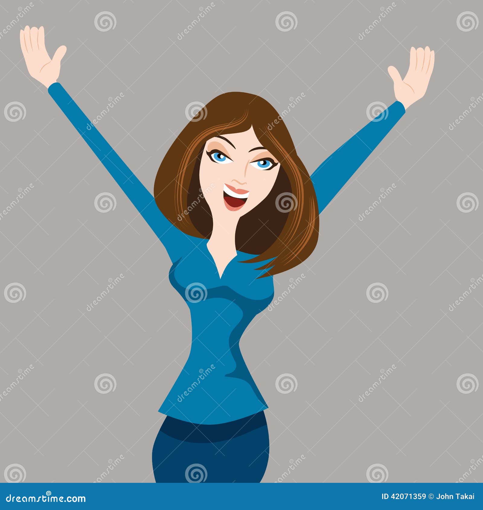 Arm Raised Girl stock vector. Illustration of waving 42071359