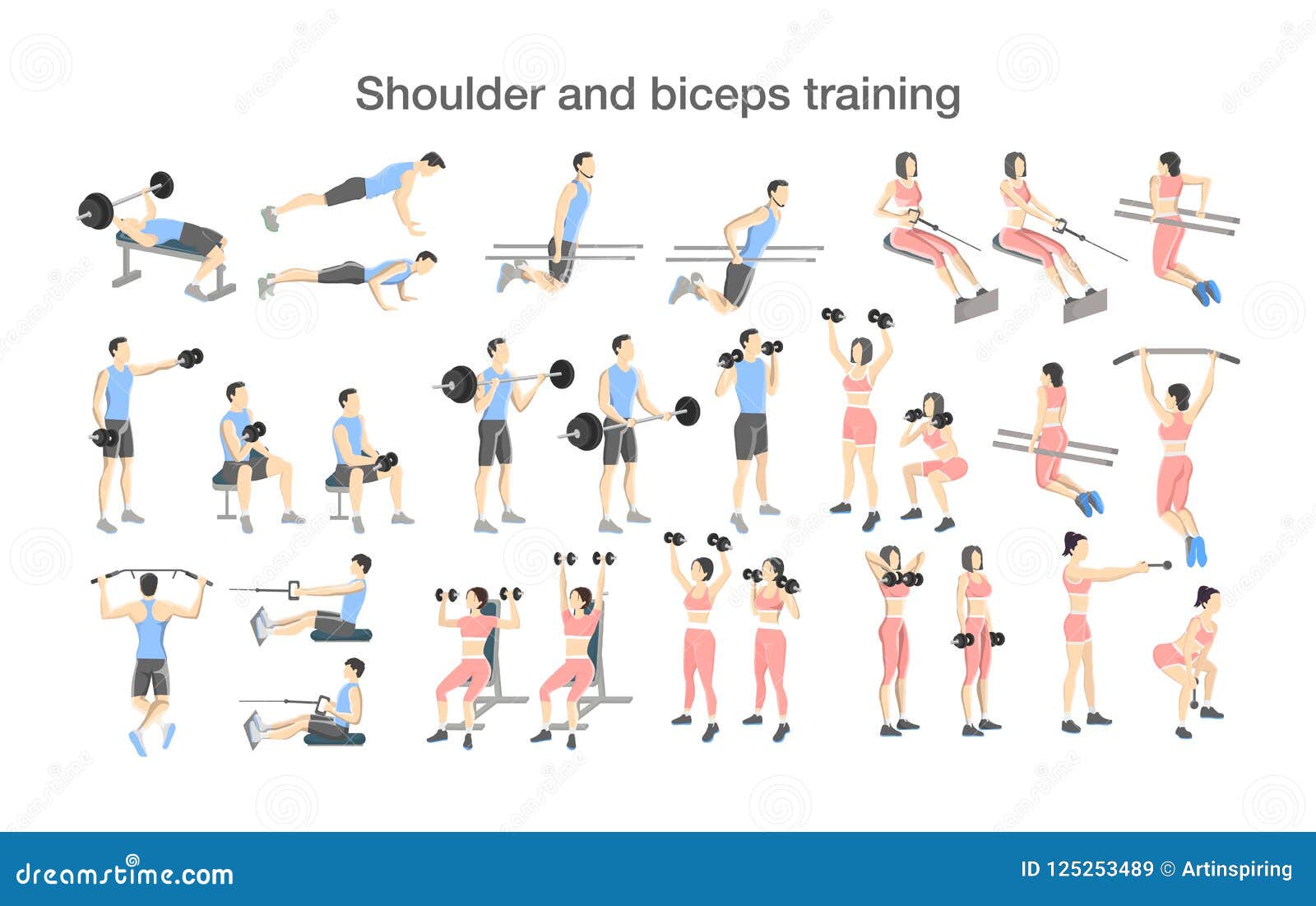 Arm Workout Set with Dumbbell and Barbell Stock Vector - Illustration of  design, bicep: 125253489