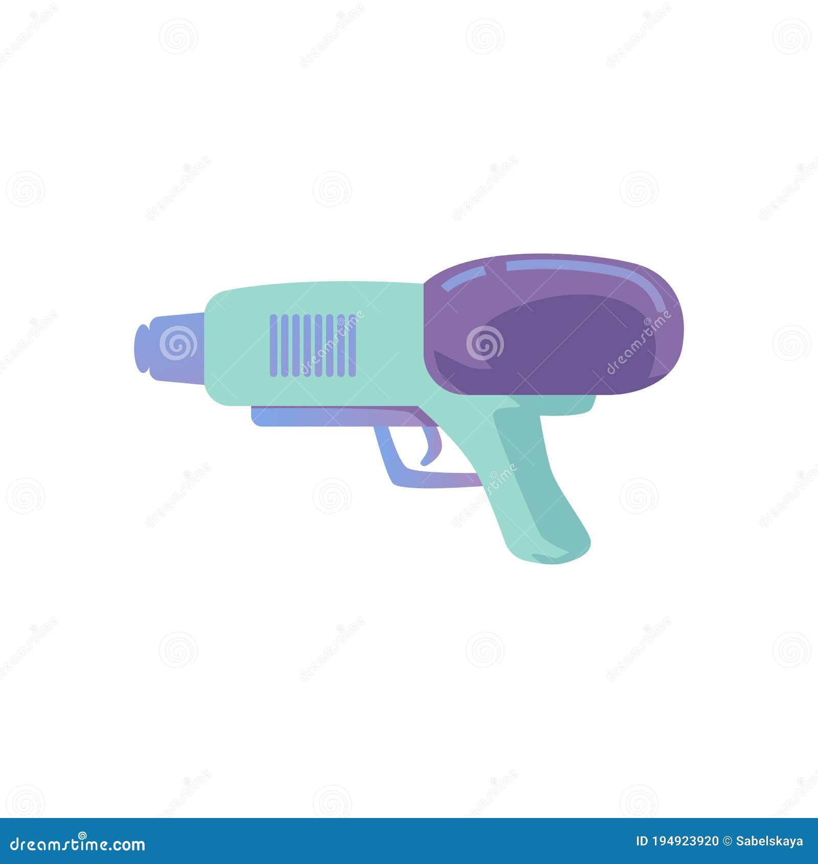 Ilustración de pistola de agua de plástico para niños con chorro