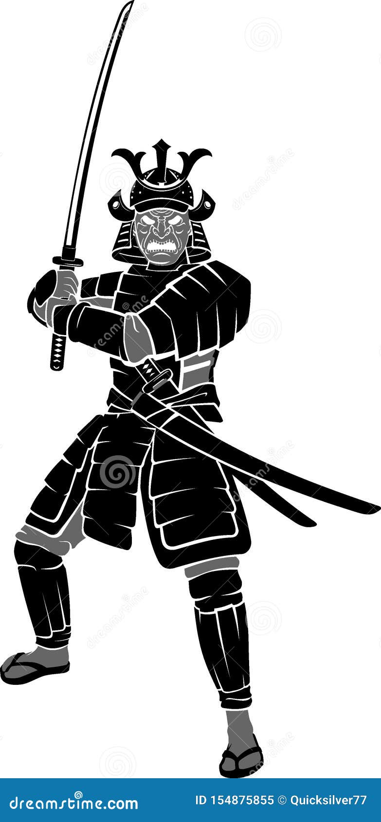 Armadura De Cuerpo Completo De Guerrero De Samurai Ilustración del Vector -  Ilustración de negro, arma: 154875855