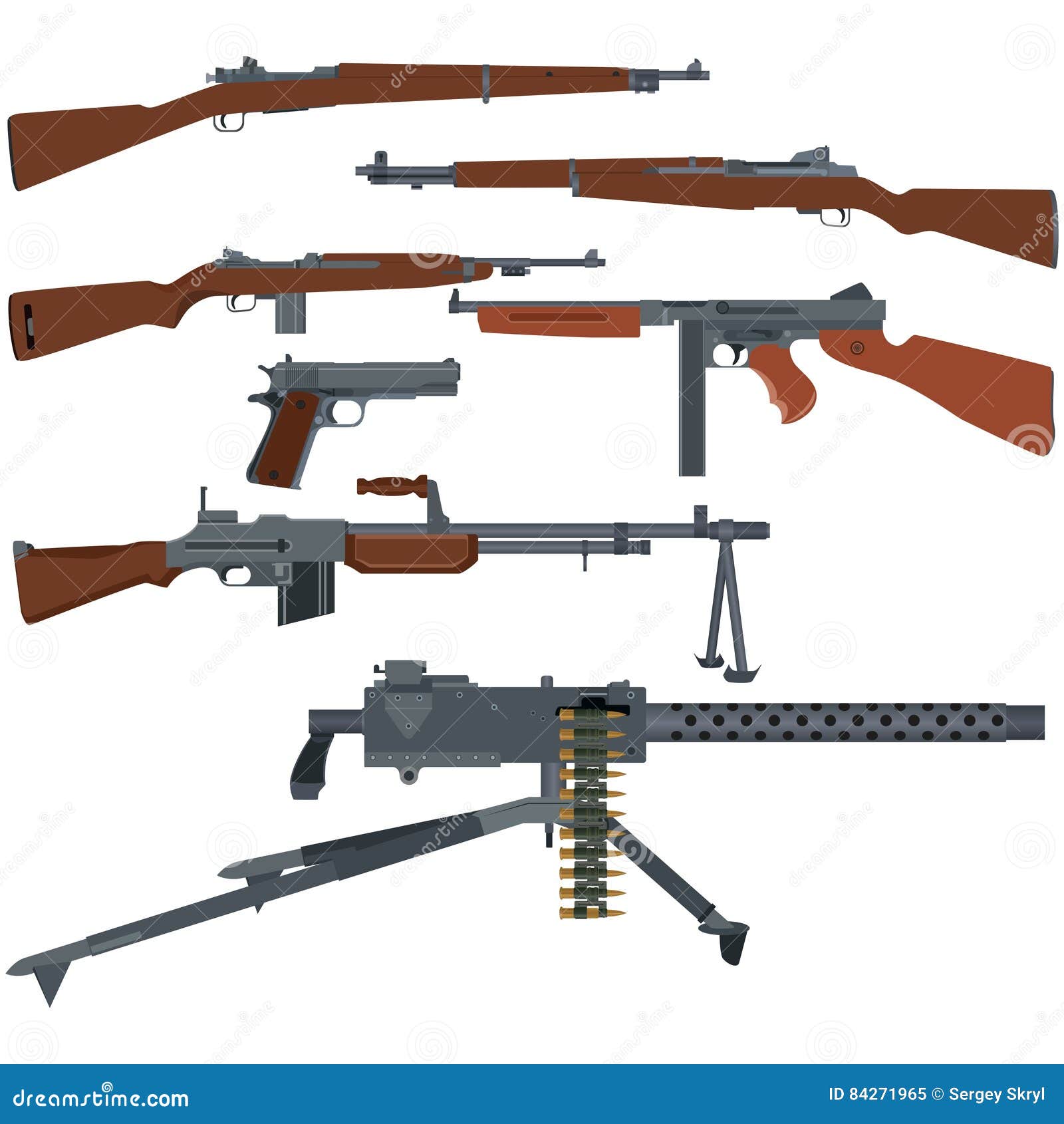 Armas Americanas De La Segunda Guerra Mundial Ilustración del Vector -  Ilustración de mortal, brazos: 84271965