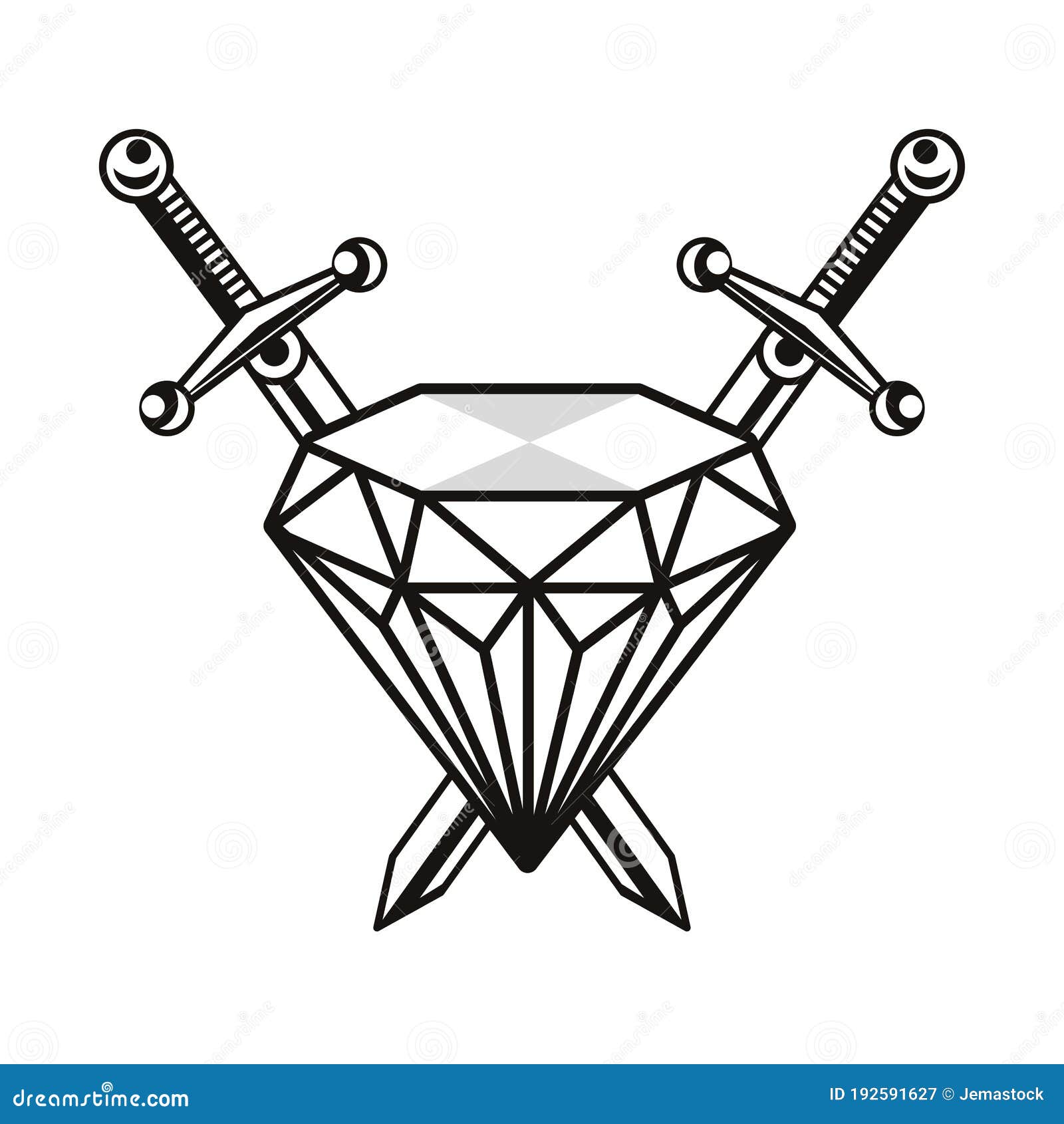 Armas De Espadas Cruzadas Con Icono De Arte De Tatuajes De Diamantes Ilustración del Vector - Ilustración de derecho, potencia: 192591627