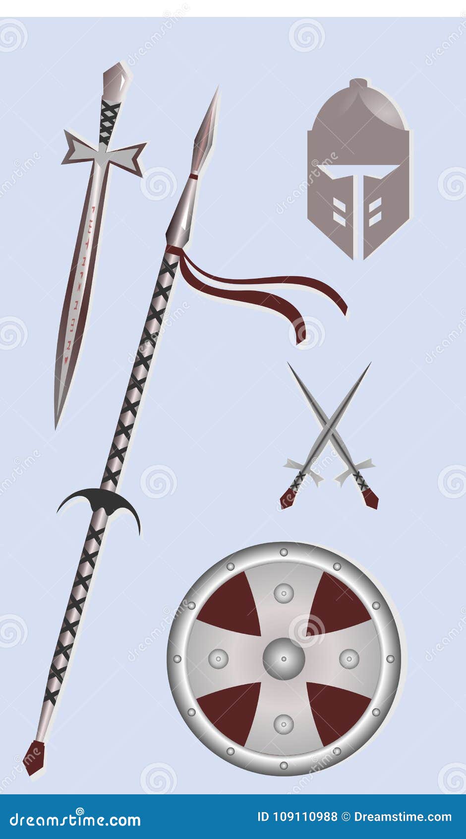 ativo de jogo de armas e armaduras, ilustração em vetor de coleção