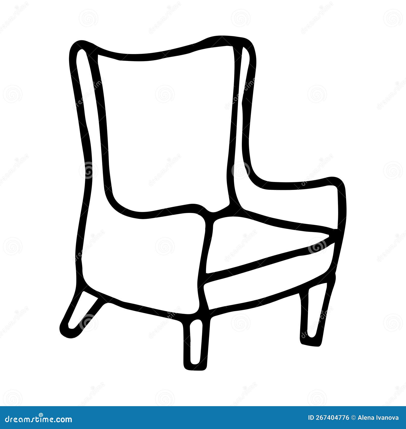 Armchair Doodle Style Vector Illustration Isolated on White Stock Vector Illustration of