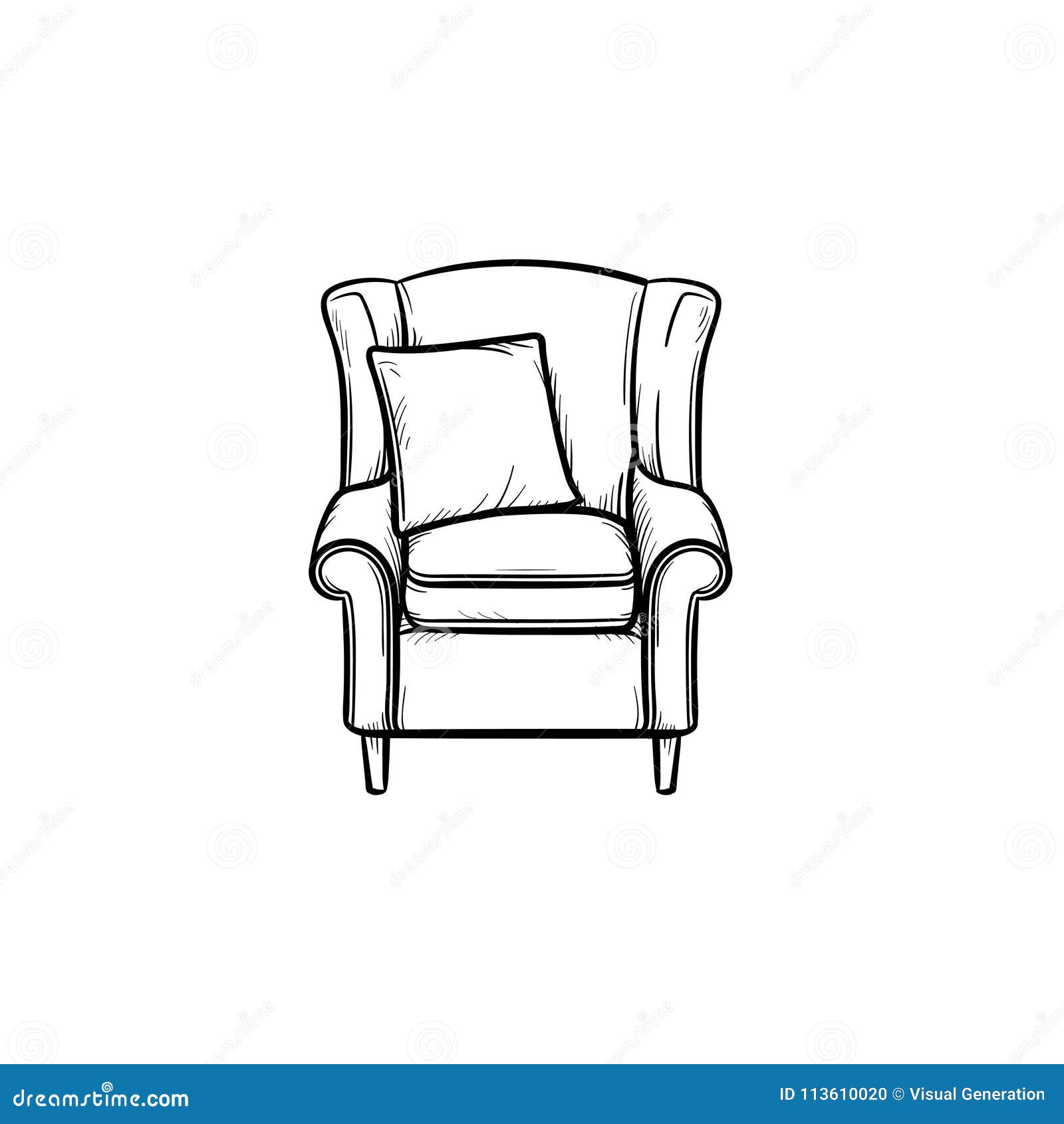 Armchair Hand Drawn Outline Doodle Icon Soft Armchair With Cushion Vector  Sketch Illustration For Print Web Mobile And Infographics Isolated On  White Background Royalty Free SVG Cliparts Vectors And Stock  Illustration Image