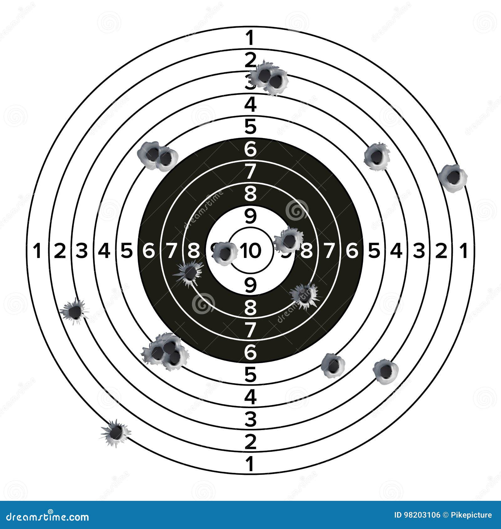 Arme à Feu De Cible Avec Le Vecteur De Trous De Balle Illustration