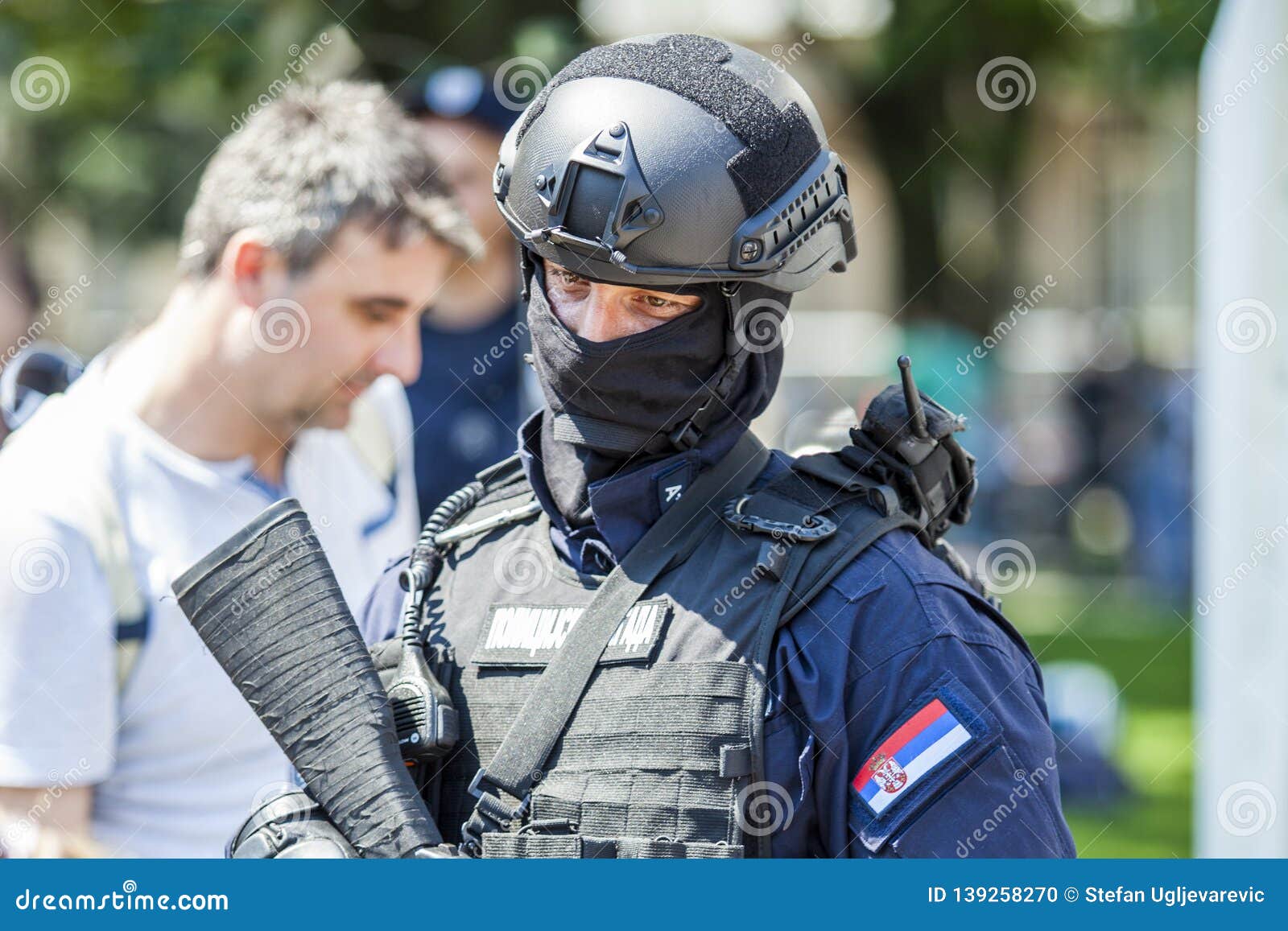 Armed Policeman Holding a Rifle Dressed in His Uniform Editorial Image ...