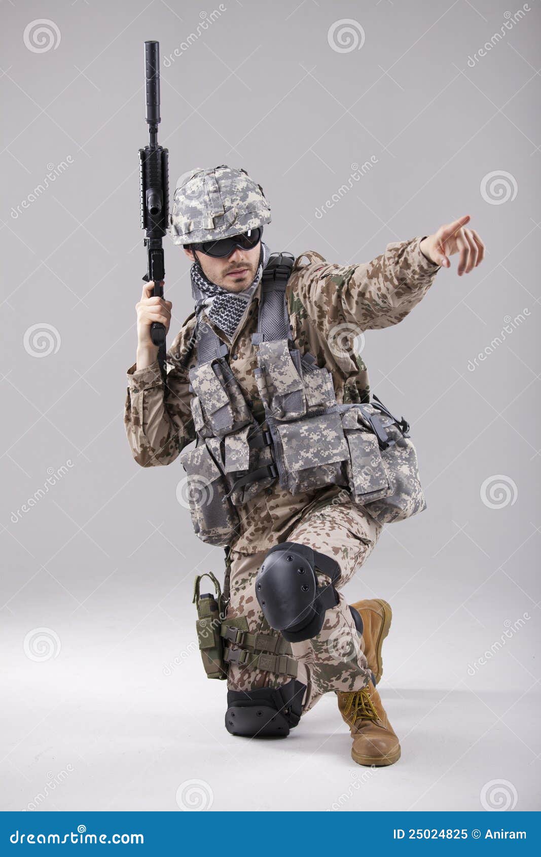 Armed Soldier Pointing with Finger Stock Image Image of holding, defending 25024825