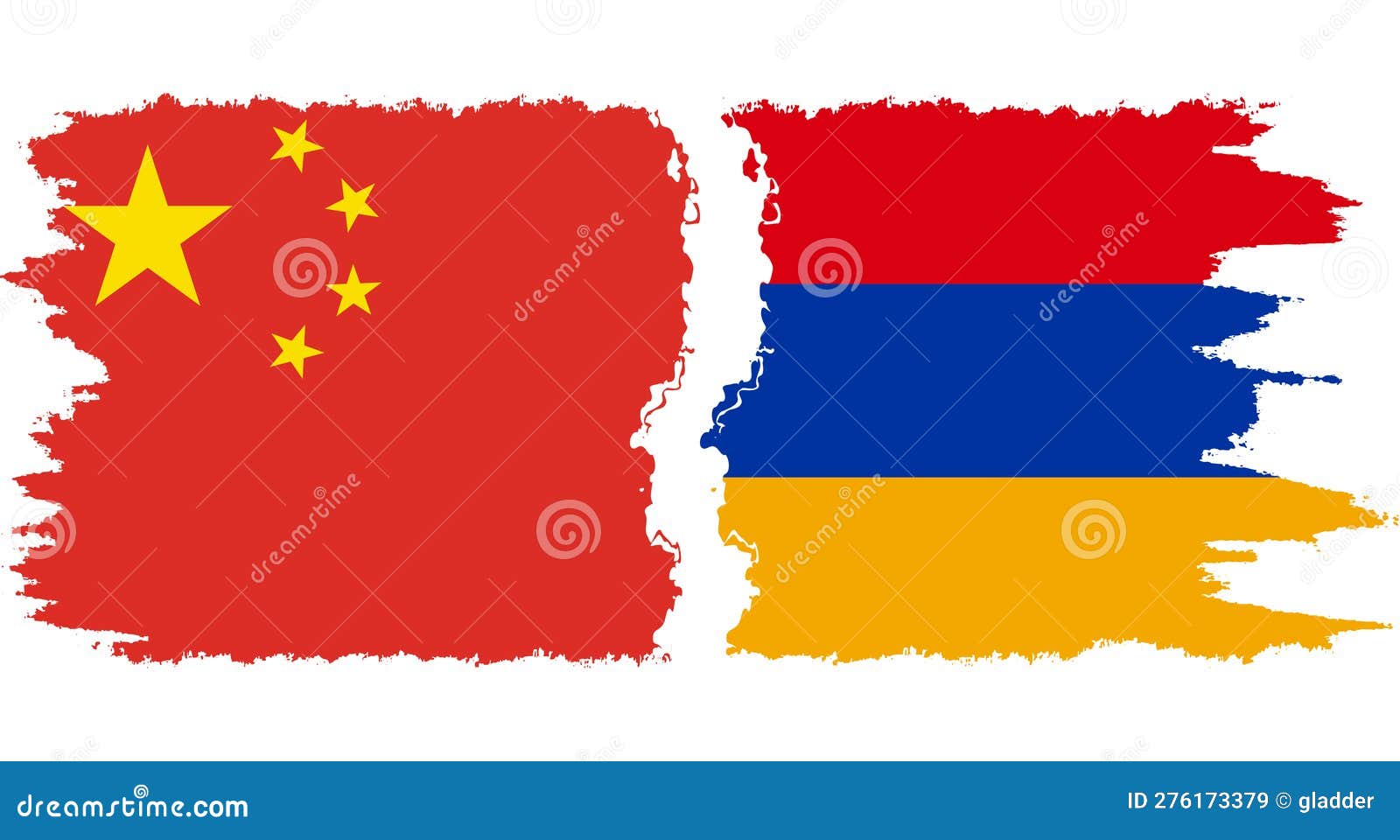 Armenia and China Grunge Flags Connection Vector Stock Vector