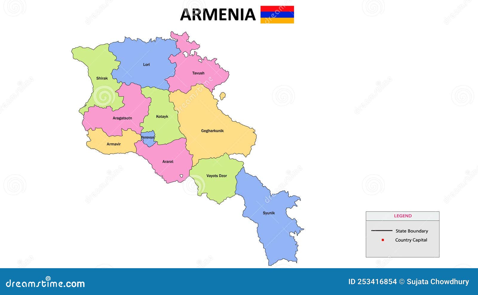 Detailed administrative map of Armenia. Armenia detailed administrative map