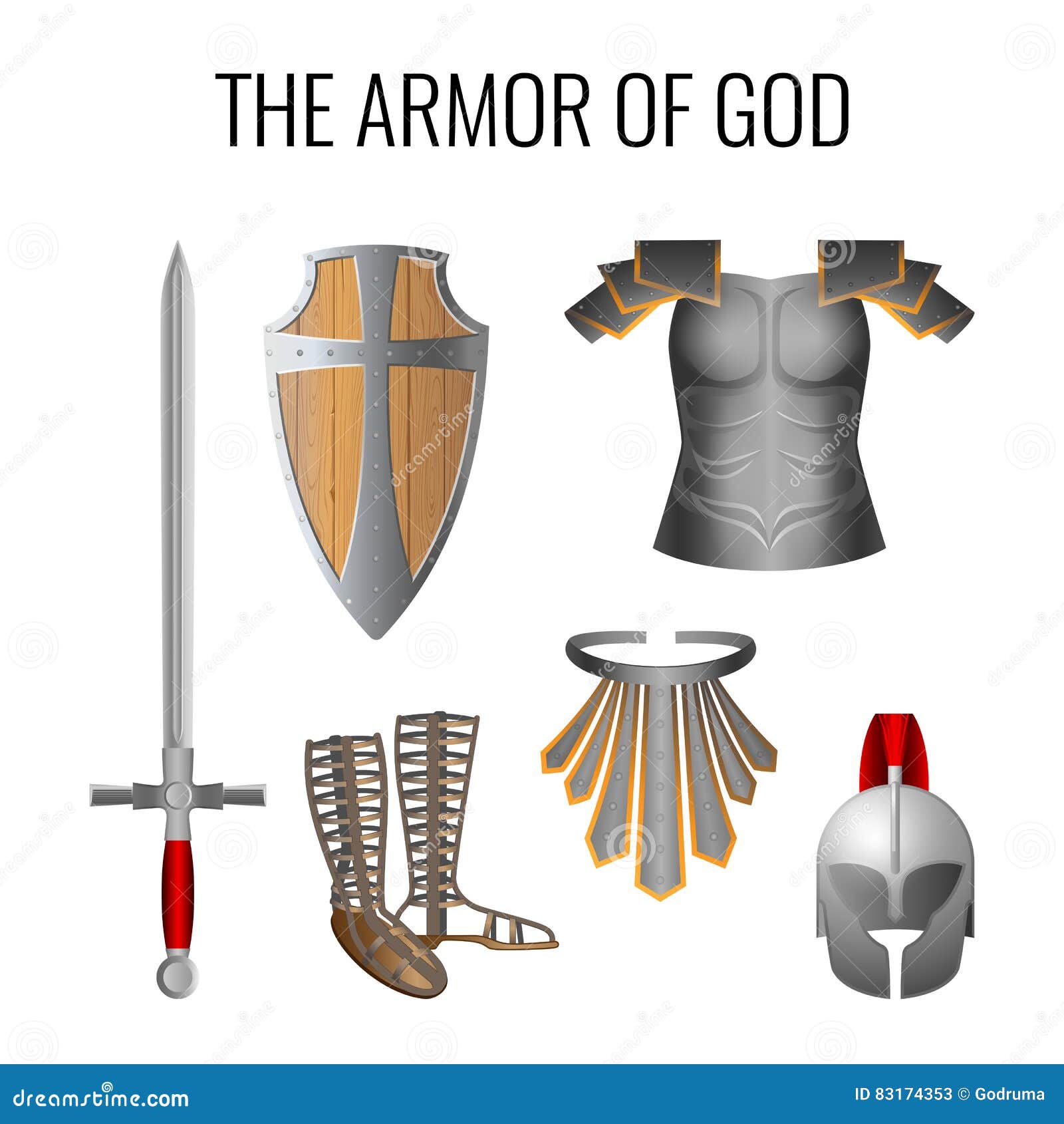 armor of god s set  on white. 