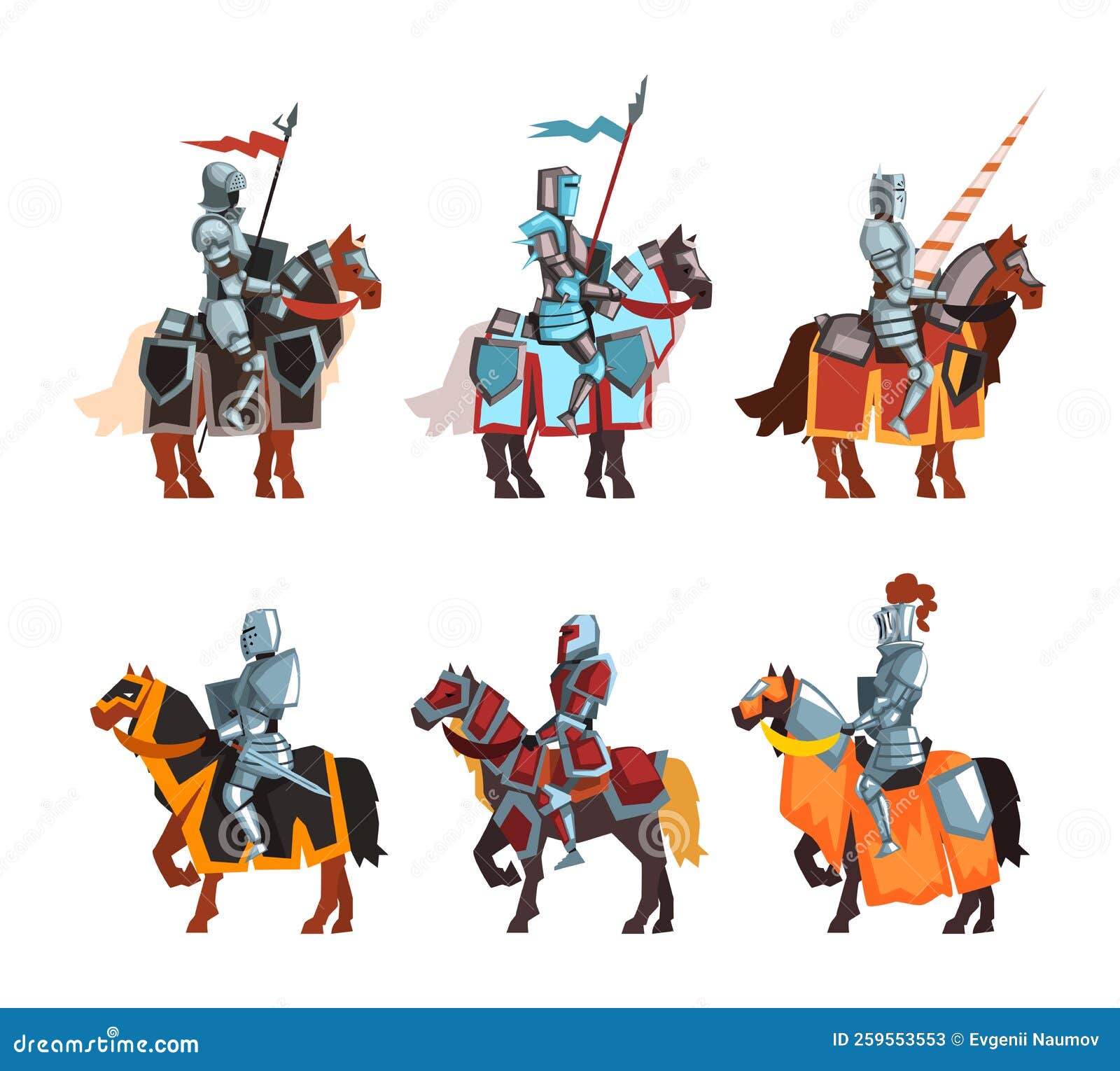 Armored Medieval Knight or Cavalryman Sitting on Horseback Holding